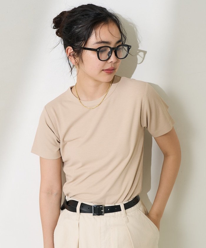 【フリークスストア/FREAK'S STORE】の【紫外線遮蔽率97.9%】ICE SUMMER ミニリブTシャツ/遮熱 UVカット 接触冷感 吸水 透け防止 25SS インテリア・キッズ・メンズ・レディースファッション・服の通販 founy(ファニー) 　ファッション　Fashion　レディースファッション　Fashion for Women　トップス・カットソー　Cut & Sew Tops　シャツ・ブラウス・オフィスカジュアル　Elegant Blouses & Button-Ups　ロングTシャツ・Tシャツ　Longline T-Shirts & Tees　2025年　2025　2025春夏・S/S　Spring/Summer 2025 SS25　おすすめ　Recommended / Our Picks　インナー　Innerwear　コンパクト　Compact, Small Size　フィット　Fit, Slim Fit　吸水　Absorbent, Quick-Dry　夏　Summer　S/S・春夏　SS, Spring/Summer, Warm Season　ベージュ|ID: prp329100004693957 ipo3291000000033893709