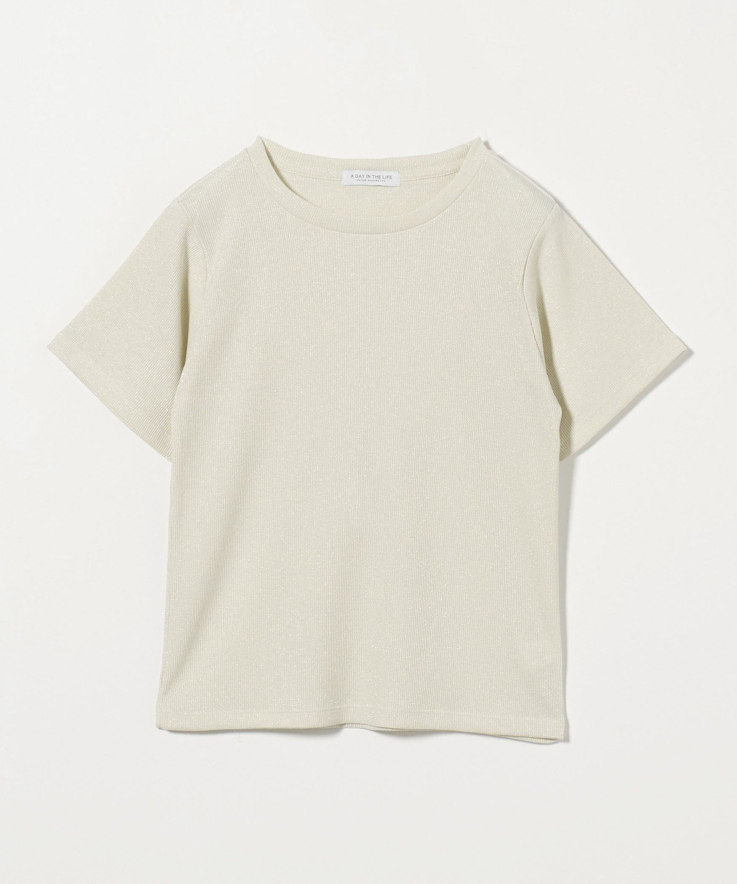 【ユナイテッドアローズ/UNITED ARROWS】のラメ リブTシャツ A DAY IN THE LIFE インテリア・キッズ・メンズ・レディースファッション・服の通販 founy(ファニー) 　ファッション　Fashion　レディースファッション　Fashion for Women　トップス・カットソー　Cut & Sew Tops　シャツ・ブラウス・オフィスカジュアル　Elegant Blouses & Button-Ups　ロングTシャツ・Tシャツ　Longline T-Shirts & Tees　おすすめ　Recommended / Our Picks　インナー　Innerwear　カーディガン　Cardigan, Knitwear　シンプル　Simple, Minimal　テレコ　Ribbed, Rib Stitch　トレンド　Trend, Trending Now　フィット　Fit, Slim Fit　ワイド　Wide, Wide Fit　NATURAL|ID: prp329100004693981 ipo3291000000033893904