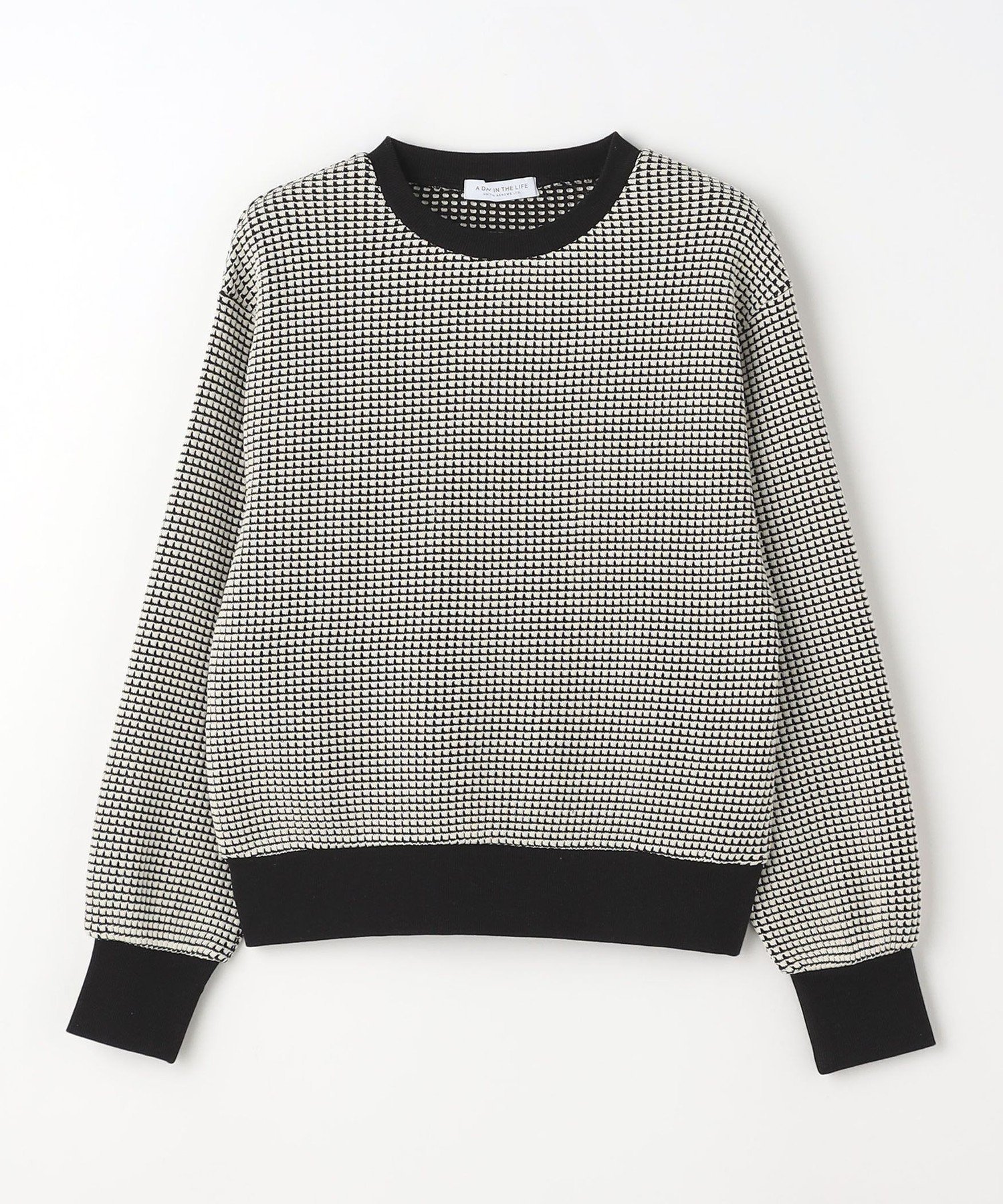【ユナイテッドアローズ/UNITED ARROWS】の2トーン ワッフル クルーネックTシャツ A DAY IN THE LIFE インテリア・キッズ・メンズ・レディースファッション・服の通販 founy(ファニー) 　ファッション　Fashion　レディースファッション　Fashion for Women　トップス・カットソー　Cut & Sew Tops　シャツ・ブラウス・オフィスカジュアル　Elegant Blouses & Button-Ups　ロングTシャツ・Tシャツ　Longline T-Shirts & Tees　おすすめ　Recommended / Our Picks　カットソー　Cut and Sewn Top　コンビ　Combo, Combination Style　シンプル　Simple, Minimal　デニム　Denim, Jeans Material　トレンド　Trend, Trending Now　ベーシック　Basic, Essential　ボーダー　Border, Stripe　モノトーン　Monotone, Black and White　ワッフル　Waffle, Waffle Knit　人気　Popular, Best Seller　春　Spring　無地　Plain, Solid Color　BLACK|ID: prp329100004694000 ipo3291000000033894058