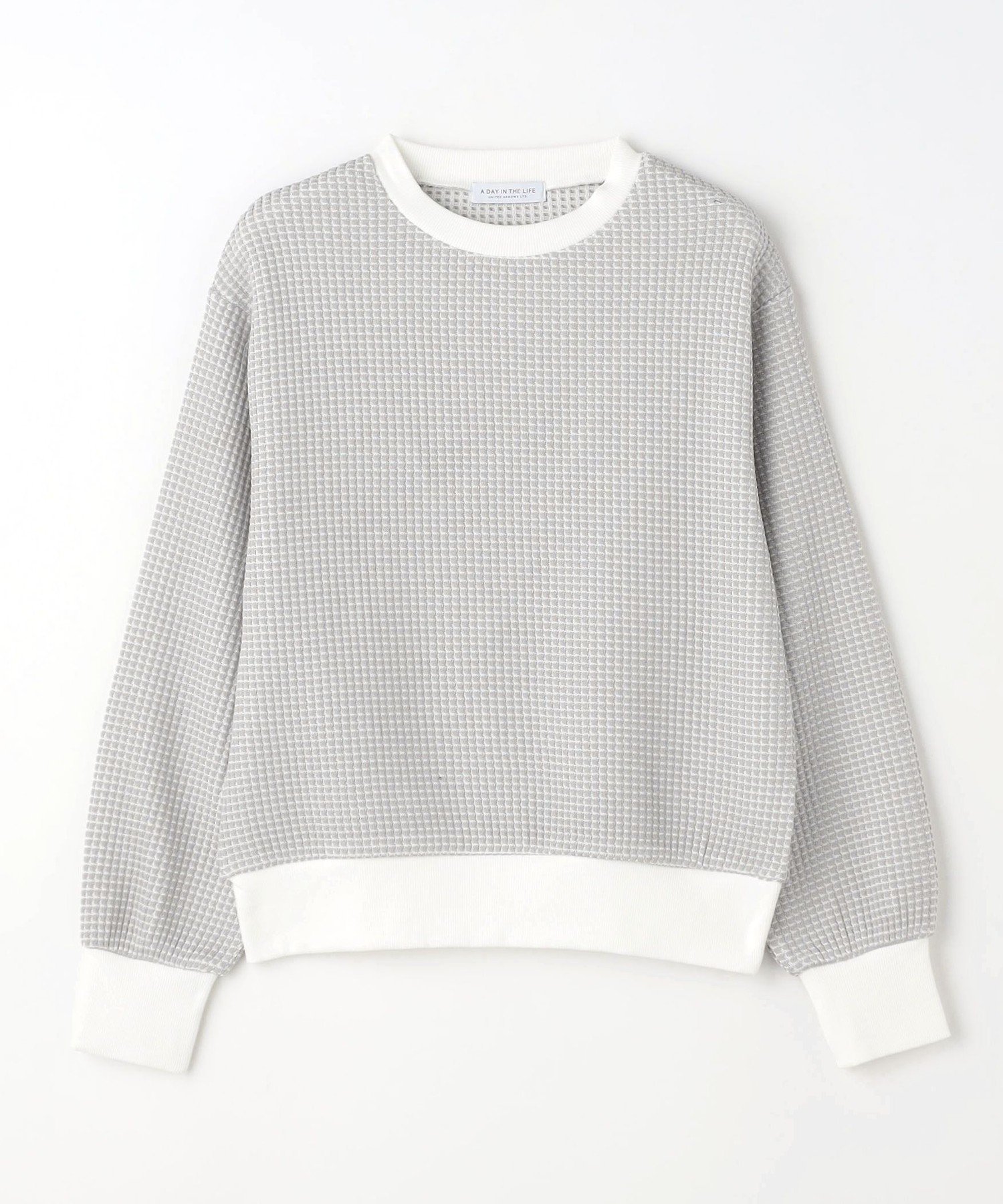 【ユナイテッドアローズ/UNITED ARROWS】の2トーン ワッフル クルーネックTシャツ A DAY IN THE LIFE インテリア・キッズ・メンズ・レディースファッション・服の通販 founy(ファニー) 　ファッション　Fashion　レディースファッション　Fashion for Women　トップス・カットソー　Cut & Sew Tops　シャツ・ブラウス・オフィスカジュアル　Elegant Blouses & Button-Ups　ロングTシャツ・Tシャツ　Longline T-Shirts & Tees　おすすめ　Recommended / Our Picks　カットソー　Cut and Sewn Top　コンビ　Combo, Combination Style　シンプル　Simple, Minimal　デニム　Denim, Jeans Material　トレンド　Trend, Trending Now　ベーシック　Basic, Essential　ボーダー　Border, Stripe　モノトーン　Monotone, Black and White　ワッフル　Waffle, Waffle Knit　人気　Popular, Best Seller　春　Spring　無地　Plain, Solid Color　LT.GRAY|ID: prp329100004694000 ipo3291000000033894059