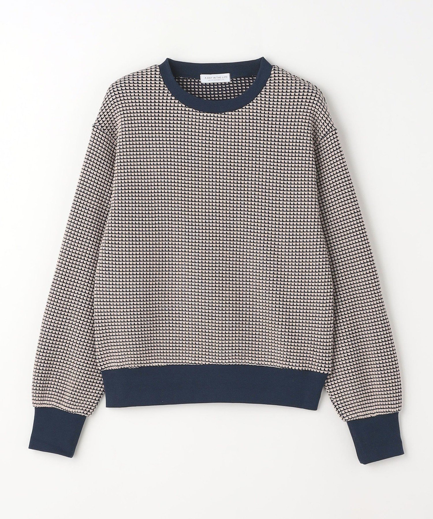 【ユナイテッドアローズ/UNITED ARROWS】の2トーン ワッフル クルーネックTシャツ A DAY IN THE LIFE インテリア・キッズ・メンズ・レディースファッション・服の通販 founy(ファニー) 　ファッション　Fashion　レディースファッション　Fashion for Women　トップス・カットソー　Cut & Sew Tops　シャツ・ブラウス・オフィスカジュアル　Elegant Blouses & Button-Ups　ロングTシャツ・Tシャツ　Longline T-Shirts & Tees　おすすめ　Recommended / Our Picks　カットソー　Cut and Sewn Top　コンビ　Combo, Combination Style　シンプル　Simple, Minimal　デニム　Denim, Jeans Material　トレンド　Trend, Trending Now　ベーシック　Basic, Essential　ボーダー　Border, Stripe　モノトーン　Monotone, Black and White　ワッフル　Waffle, Waffle Knit　人気　Popular, Best Seller　春　Spring　無地　Plain, Solid Color　NAVY|ID: prp329100004694000 ipo3291000000033894062