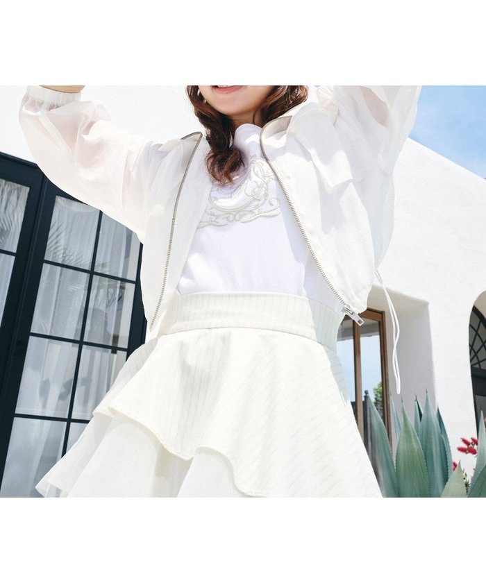 【レディアゼル/REDYAZEL】のフロントポケットシアージャケット インテリア・キッズ・メンズ・レディースファッション・服の通販 founy(ファニー) https://founy.com/ ファッション Fashion レディースファッション Fashion for Women アウター Coat / Outerwear Collection レディースジャケット・軽アウター Jackets シアー Sheer, See-Through ショート Short, Short Length ジップアップ Zip-Up, Full Zip スタンド Stand Collar, Upright Stand デニム Denim, Jeans Material ドローコード Drawcord, Drawstring Cord フレア Flare, Flared フロント Front, Front Design ブルゾン Blouson, Bomber Jacket ポケット Pocket, Pocket Detail 夏 Summer |ID: prp329100004694018 ipo3291000000033894248