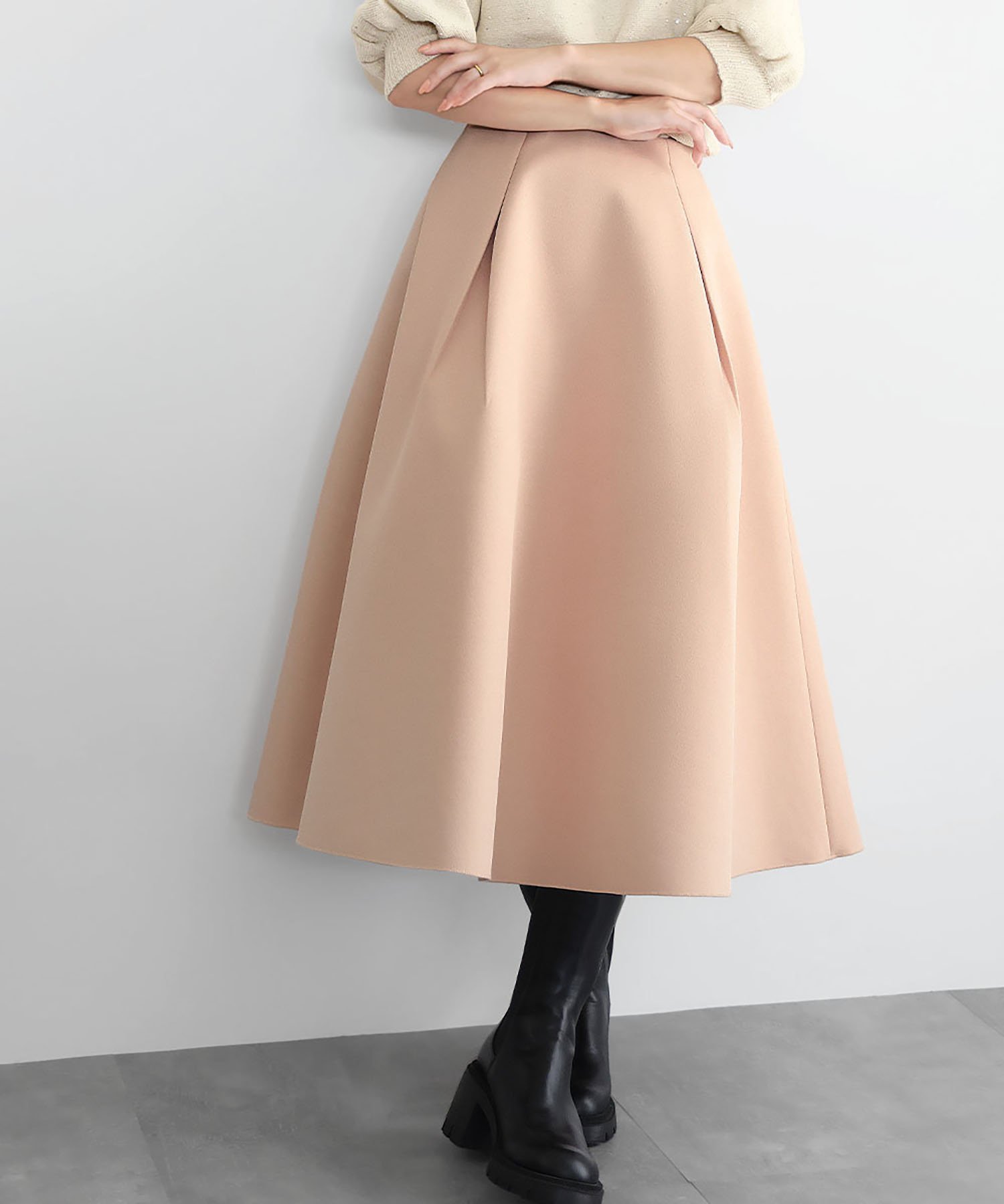 【ガール/GIRL】のボンディング タック フレアスカート インテリア・キッズ・メンズ・レディースファッション・服の通販 founy(ファニー) 　ファッション　Fashion　レディースファッション　Fashion for Women　スカート　Skirts　Aライン・フレアスカート　A-Line & Flared Skirts　おすすめ　Recommended / Our Picks　コンパクト　Compact, Small Size　フレア　Flare, Flared　ボックス　Boxy, Box Shape　ボンディング　Bonding, Bonded Fabric　PK|ID: prp329100004694052 ipo3291000000033894579