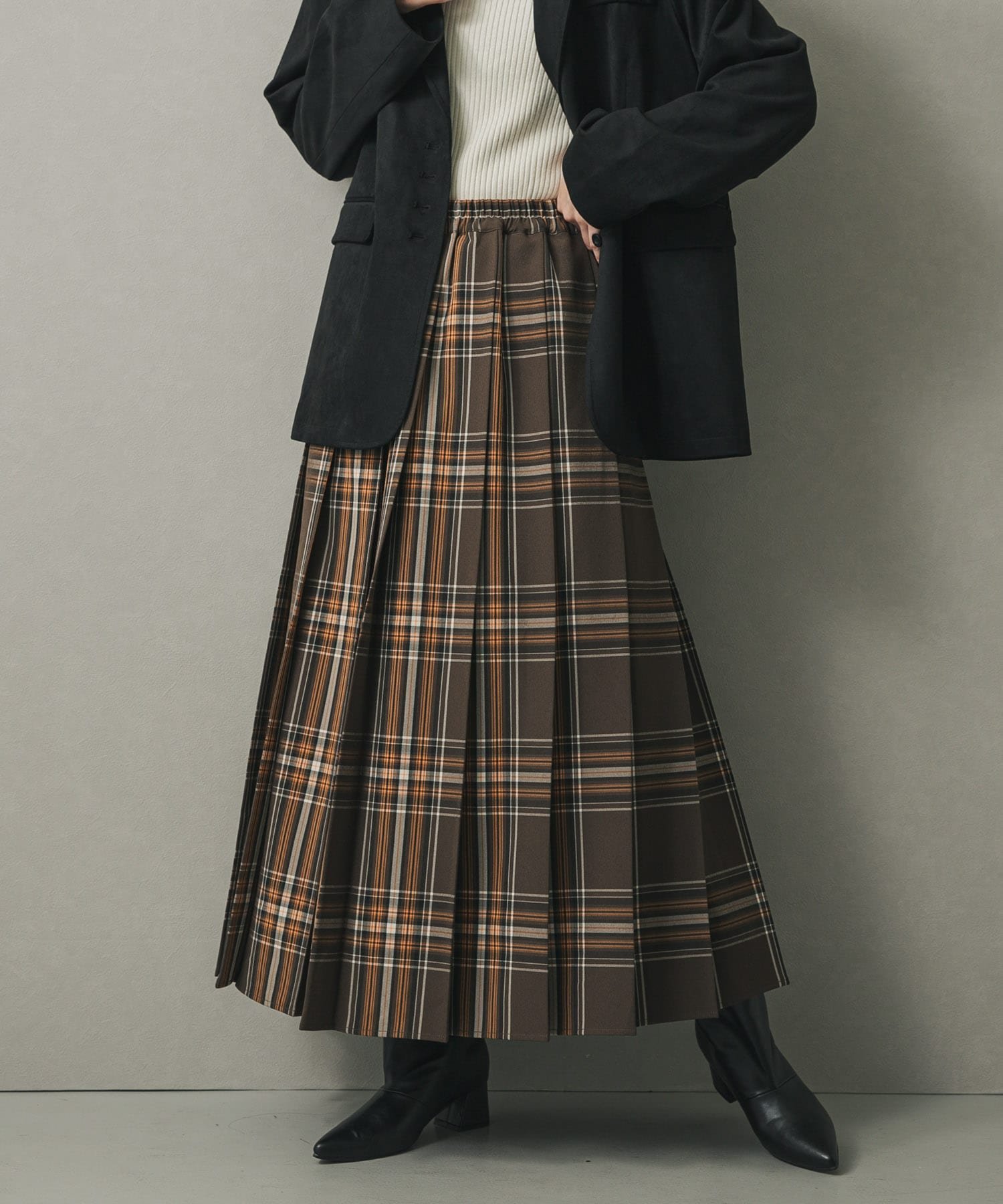 【センスオブプレイス/SENSE OF PLACE by URBAN RESEARCH】のチェックプリーツスカート インテリア・キッズ・メンズ・レディースファッション・服の通販 founy(ファニー) 　ファッション　Fashion　レディースファッション　Fashion for Women　スカート　Skirts　プリーツスカート / 上品フェミニンスタイル　Pleated Skirts　2025年　2025　2025-2026秋冬・A/W　Autumn/Winter 2025–26 AW25–26　冬　Winter / This Winter　シンプル　Simple, Minimal　スウェット / スエット　Sweatshirt, Sweatwear　チェック　Check, Plaid, Tartan　トレンド　Trend, Trending Now　プリーツ　Pleats, Pleated　エレガント 上品　Elegant　楽ちん　Easy Fit, Comfortable　A/W・秋冬　Autumn/Winter　BRN×ORG|ID: prp329100004694072 ipo3291000000034312530