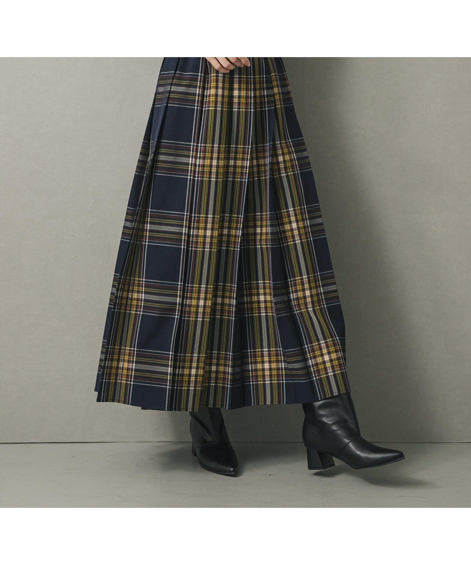 【センスオブプレイス/SENSE OF PLACE by URBAN RESEARCH】のチェックプリーツスカート インテリア・キッズ・メンズ・レディースファッション・服の通販 founy(ファニー) 　ファッション　Fashion　レディースファッション　Fashion for Women　スカート　Skirts　プリーツスカート / 上品フェミニンスタイル　Pleated Skirts　2025年　2025　2025-2026秋冬・A/W　Autumn/Winter 2025–26 AW25–26　冬　Winter / This Winter　シンプル　Simple, Minimal　スウェット / スエット　Sweatshirt, Sweatwear　チェック　Check, Plaid, Tartan　トレンド　Trend, Trending Now　プリーツ　Pleats, Pleated　エレガント 上品　Elegant　楽ちん　Easy Fit, Comfortable　A/W・秋冬　Autumn/Winter　NVY×YEL|ID: prp329100004694072 ipo3291000000034312533