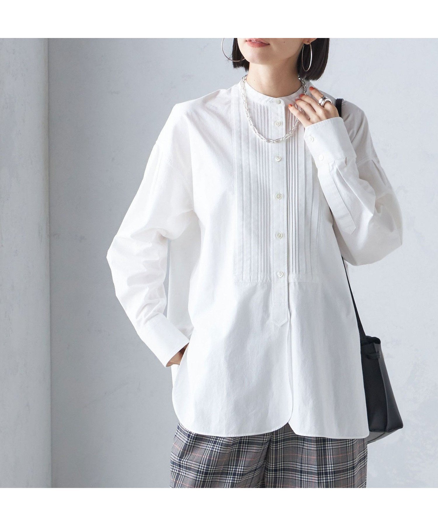 【シップス フォー ウィメン/SHIPS】の洗濯機可能 ピンタック バンド カラー シャツ 人気、トレンドファッション・服の通販 founy(ファニー) 　ファッション　Fashion　レディースファッション　Fashion for Women　トップス・カットソー　Cut & Sew Tops　シャツ・ブラウス・オフィスカジュアル　Elegant Blouses & Button-Ups　インナー　Innerwear　ヴィンテージ　Vintage Style　カーディガン　Cardigan, Knitwear　フロント　Front, Front Design　リラックス　Relax, Relaxed Fit　エレガント 上品　Elegant　 other-1|ID: prp329100004694101 ipo3291000000033894826