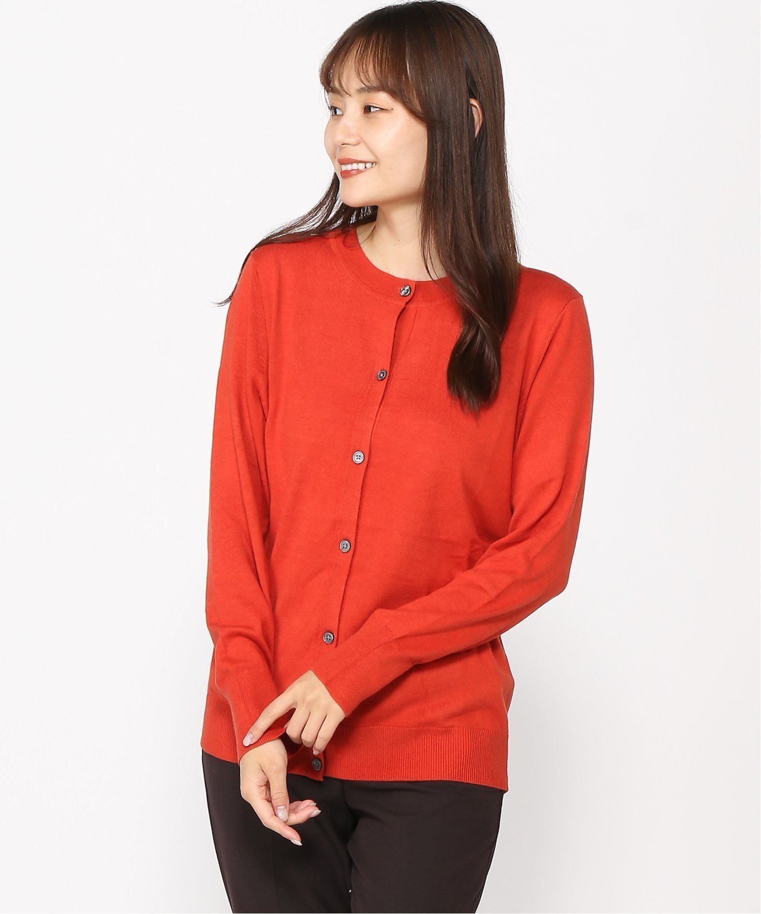 【バナナリパブリック ファクトリーストア/BANANA REPUBLIC FACTORY STORE】のBANANA REPUBLIC FACTORY STORE 日本限定 クルーネックカーディガン インテリア・キッズ・メンズ・レディースファッション・服の通販 founy(ファニー) 　ファッション　Fashion　レディースファッション　Fashion for Women　トップス・カットソー　Cut & Sew Tops　カーディガン・羽織り　Layered Style Cardigans　カーディガン　Cardigan, Knitwear　フィット　Fit, Slim Fit　ベーシック　Basic, Essential　SCORCHED_ORANGE|ID: prp329100004694118 ipo3291000000033894932