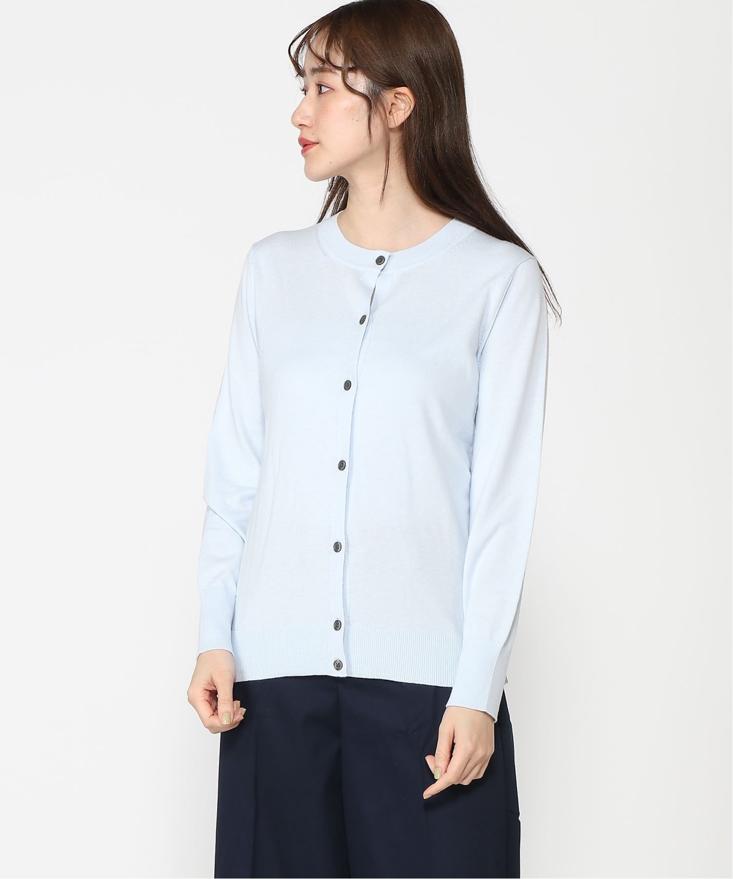 【バナナリパブリック ファクトリーストア/BANANA REPUBLIC FACTORY STORE】のBANANA REPUBLIC FACTORY STORE 日本限定 クルーネックカーディガン インテリア・キッズ・メンズ・レディースファッション・服の通販 founy(ファニー) 　ファッション　Fashion　レディースファッション　Fashion for Women　トップス・カットソー　Cut & Sew Tops　カーディガン・羽織り　Layered Style Cardigans　カーディガン　Cardigan, Knitwear　フィット　Fit, Slim Fit　ベーシック　Basic, Essential　BLUE_MEDITATION|ID: prp329100004694118 ipo3291000000033894937