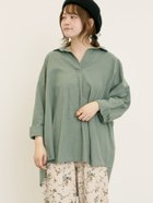 【サマンサモスモス/Samansa Mos2】の後ろ釦スキッパーチュニック 人気、トレンドファッション・服の通販 founy(ファニー) ファッション Fashion レディースファッション Fashion for Women トップス・カットソー Cut & Sew Tops シンプル Simple, Minimal スキッパー Skipper, Open Collar チュニック Tunic, Long Top thumbnail グリーン|ID: prp329100004694133 ipo3291000000033895013