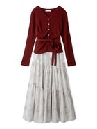 【セルフォード/CELFORD】のティアードワンピース カーディガンセット 人気、トレンドファッション・服の通販 founy(ファニー) ファッション Fashion レディースファッション Fashion for Women ワンピース Dresses カーディガン Cardigan, Knitwear ギャザー Gathered, Ruffled シルク Silk, 100% Silk タフタ Taffeta, Structured Fabric ティアードワンピース Tiered Dress, Flared Dress プリント Print, Printed Pattern リボン Ribbon, Bow thumbnail RED[046]|ID: prp329100004694155 ipo3291000000033895162