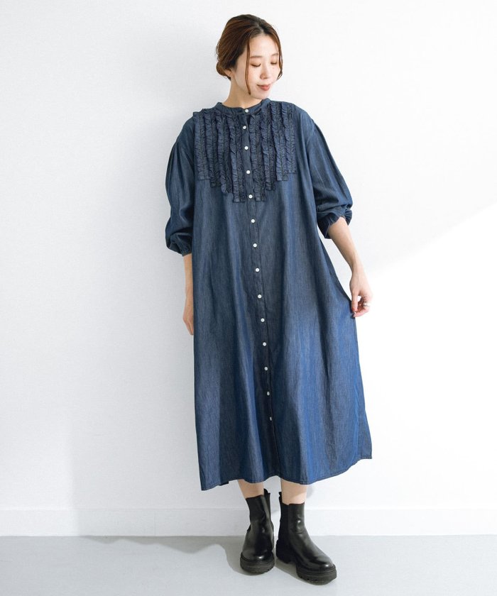 【サニーレーベル/Sonny Label / URBAN RESEARCH】のデニムフリルヨークワンピース インテリア・キッズ・メンズ・レディースファッション・服の通販 founy(ファニー) https://founy.com/ ファッション Fashion レディースファッション Fashion for Women ワンピース Dresses 2025年 2025 2025-2026秋冬・A/W Autumn/Winter 2025–26 AW25–26 冬 Winter / This Winter おすすめ Recommended / Our Picks シューズ Shoes, Footwear デニム Denim, Jeans Material トレンド Trend, Trending Now バランス Balance, Style Balance フリル Frill, Ruffle ロング Long, Long-Length 定番 Standard, Basic Item A/W・秋冬 Autumn/Winter |ID: prp329100004694175 ipo3291000000034240204