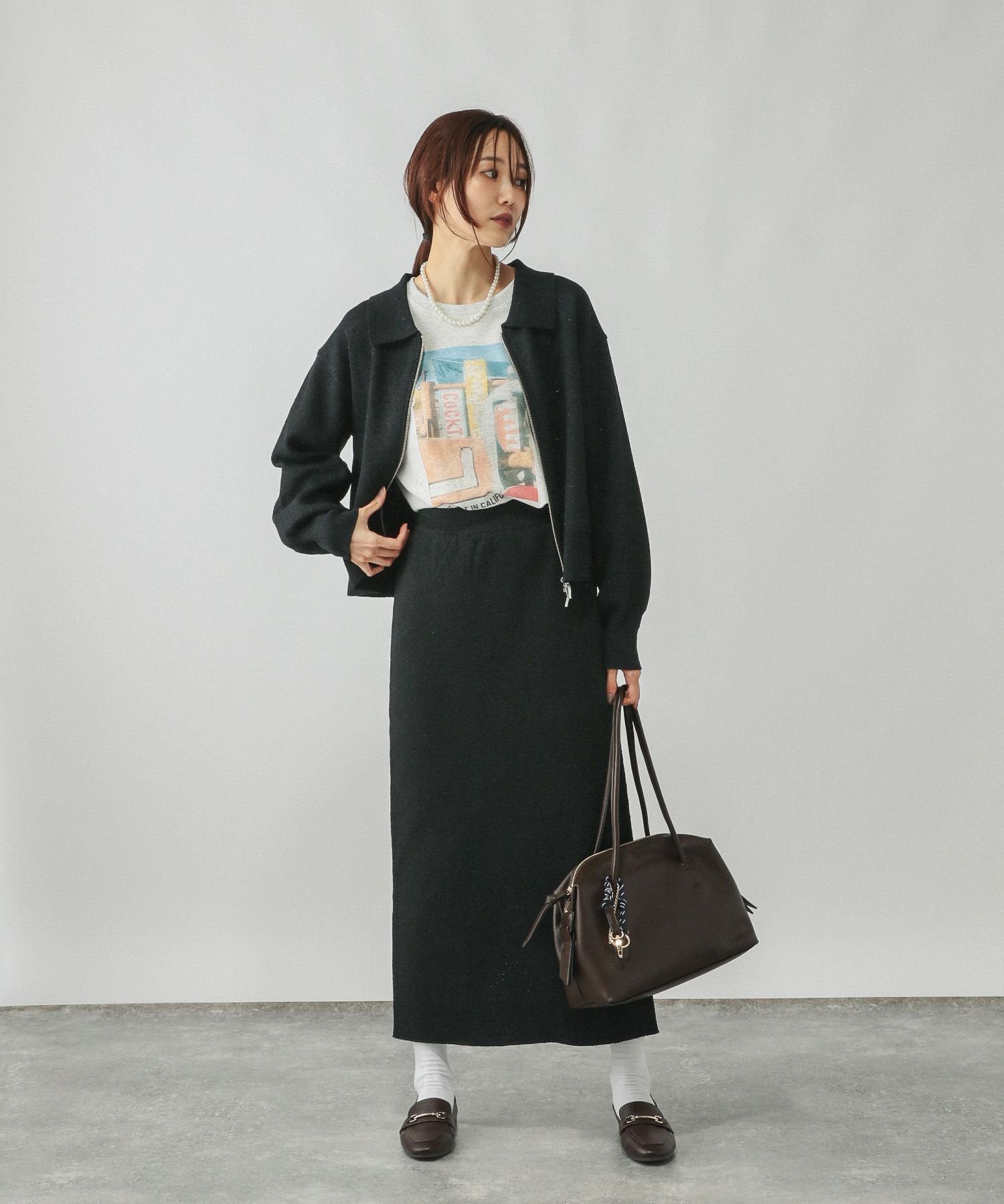 【グローバルワーク/GLOBAL WORK】のニットZIPカーデ*スカートセット/577660 インテリア・キッズ・メンズ・レディースファッション・服の通販 founy(ファニー) 　ファッション　Fashion　レディースファッション　Fashion for Women　スカート　Skirts　おすすめ　Recommended / Our Picks　インナー　Innerwear　カーディガン　Cardigan, Knitwear　キャミソール　Camisole, Spaghetti Strap Top　タンク　Tank Top, Sleeveless Top　トレンド　Trend, Trending Now　フェミニン　Feminine, Girly　ブラック09|ID: prp329100004694190 ipo3291000000033895341