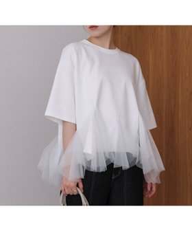 【バブ ブージュルード/Bab Bou Jeloud】の裾チュール五分袖チュニック 人気、トレンドファッション・服の通販 founy(ファニー) ファッション Fashion レディースファッション Fashion for Women トップス・カットソー Cut & Sew Tops チュニック Tunic, Long Top チュール Tulip, Tulip Motif フェミニン Feminine, Girly 再入荷 Restock / Back in Stock |ID:prp329100004694204