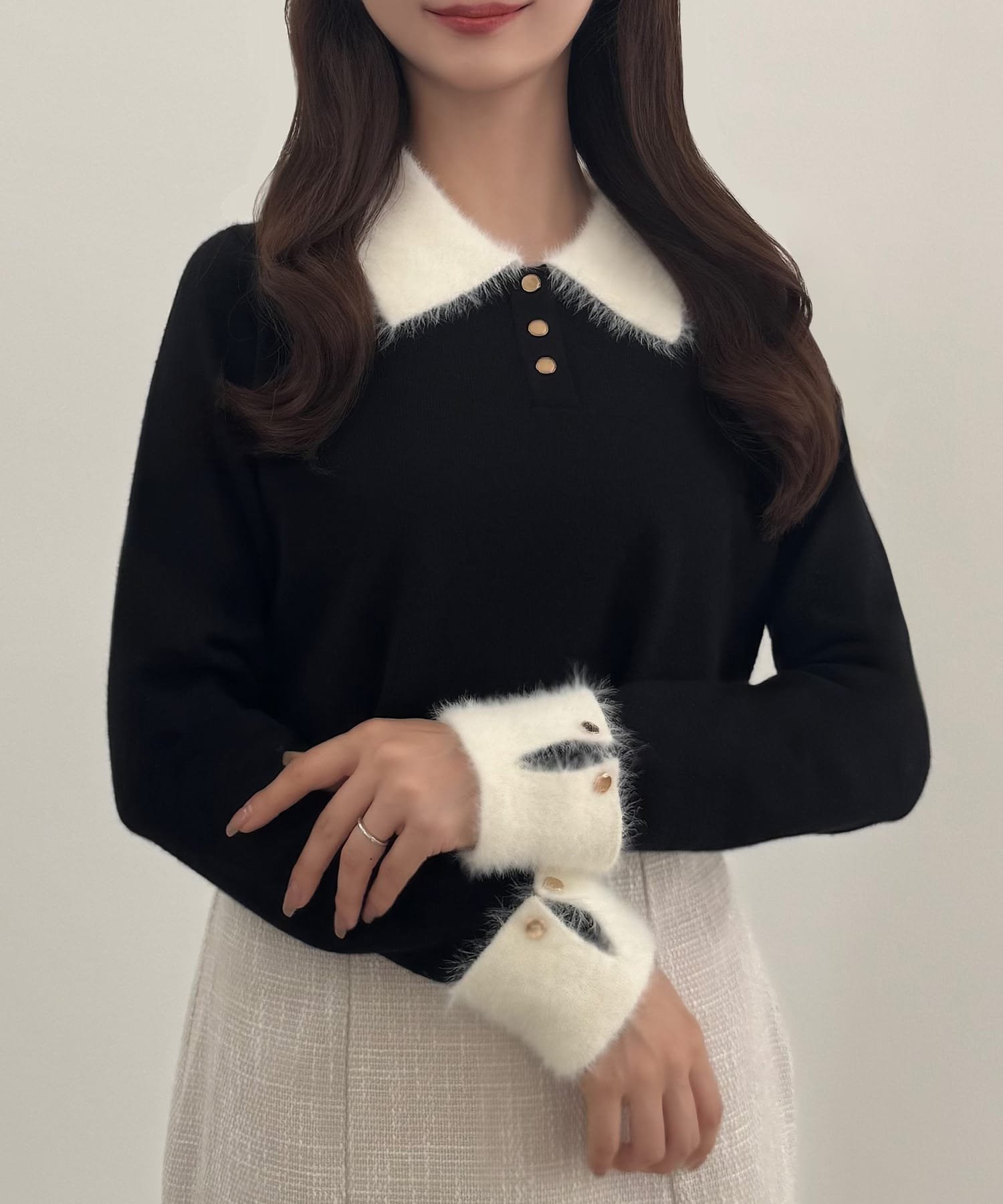 【ジュノア/JUNOAH】のCENEA シャギーポロネックニットトップス インテリア・キッズ・メンズ・レディースファッション・服の通販 founy(ファニー) 　ファッション　Fashion　レディースファッション　Fashion for Women　トップス・カットソー　Cut & Sew Tops　ニット　Knit Tops & Sweaters　ブラック|ID: prp329100004694215 ipo3291000000033895496
