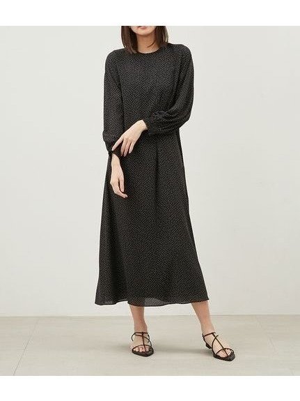 【ミラオーウェン/Mila Owen】のパフスリーブジョーゼットドットナローワンピース 人気、トレンドファッション・服の通販 founy(ファニー) 　ファッション　Fashion　レディースファッション　Fashion for Women　ワンピース　Dresses　インナー　Innerwear　エレガント 上品　Elegant　キャミソール　Camisole, Spaghetti Strap Top　シアー　Sheer, See-Through　シャーリング　Shirring, Ruched　シンプル　Simple, Minimal　スリーブ　Sleeve, Long Sleeve / Short Sleeve　ドット　Polka Dot, Dot Pattern　モダン　Modern, Contemporary　モノトーン　Monotone, Black and White　ランダム　Random, Irregular　 other-1|ID: prp329100004694233 ipo3291000000033895688