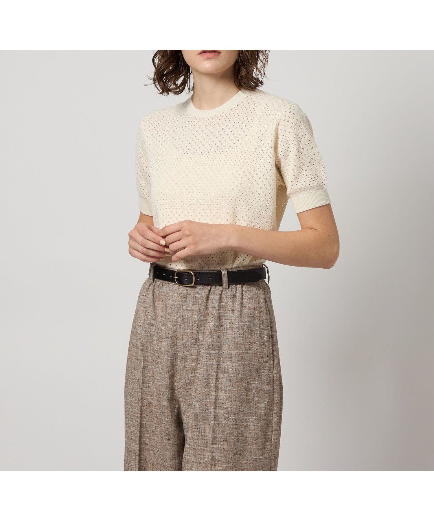 【ビューティ&ユース ユナイテッドアローズ/BEAUTY&YOUTH / UNITED ARROWS】のSteven Alan アイレット ハーフスリーブ プルオーバー インテリア・キッズ・メンズ・レディースファッション・服の通販 founy(ファニー) 　ファッション　Fashion　レディースファッション　Fashion for Women　トップス・カットソー　Cut & Sew Tops　カジュアルプルオーバー・ニットトップス　Pullovers & Knit Tops / Casual Pullovers　アイレット　Eyelet Lace　キャミソール　Camisole, Spaghetti Strap Top　スリーブ　Sleeve, Long Sleeve / Short Sleeve　ハーフ　Half, Half-Length　ボーダー　Border, Stripe　WHITE|ID: prp329100004694240 ipo3291000000033895771