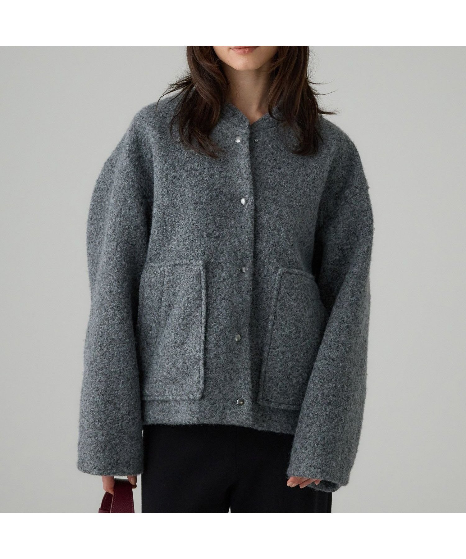 【バビロン/BABYLONE / KIDS】のウェイビーニードルブルゾン インテリア・キッズ・メンズ・レディースファッション・服の通販 founy(ファニー) 　ファッション　Fashion　キッズファッション　Fashion for Kids　バランス　Balance, Style Balance　ブルゾン　Blouson, Bomber Jacket　ミドル　Middle Length, Mid Height　再入荷　Restock / Back in Stock　グレー15|ID: prp329100004694412 ipo3291000000034115095