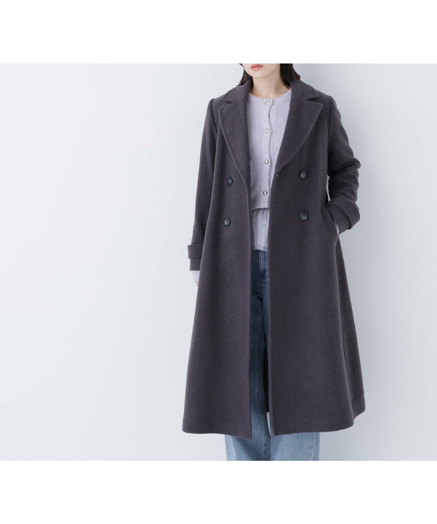 【ナチュラル ビューティー ベーシック/NATURAL BEAUTY BASIC】のビッグカラーダブルチェスターコート インテリア・キッズ・メンズ・レディースファッション・服の通販 founy(ファニー) ファッション Fashion レディースファッション Fashion for Women アウター Coat / Outerwear Collection コート・ロングコート・ピーコート Long Coats, Peacoats & More チェスターコート・ロング丈アウター Chester Coats / Chesterfield Long Coats チェスターコート Chester Coat, Long Coat フレア Flare, Flared マーブル Marble, Marble Pattern エレガント 上品 Elegant 人気 Popular, Best Seller 定番 Standard, Basic Item チャコール1|ID: prp329100004694415 ipo3291000000034770085