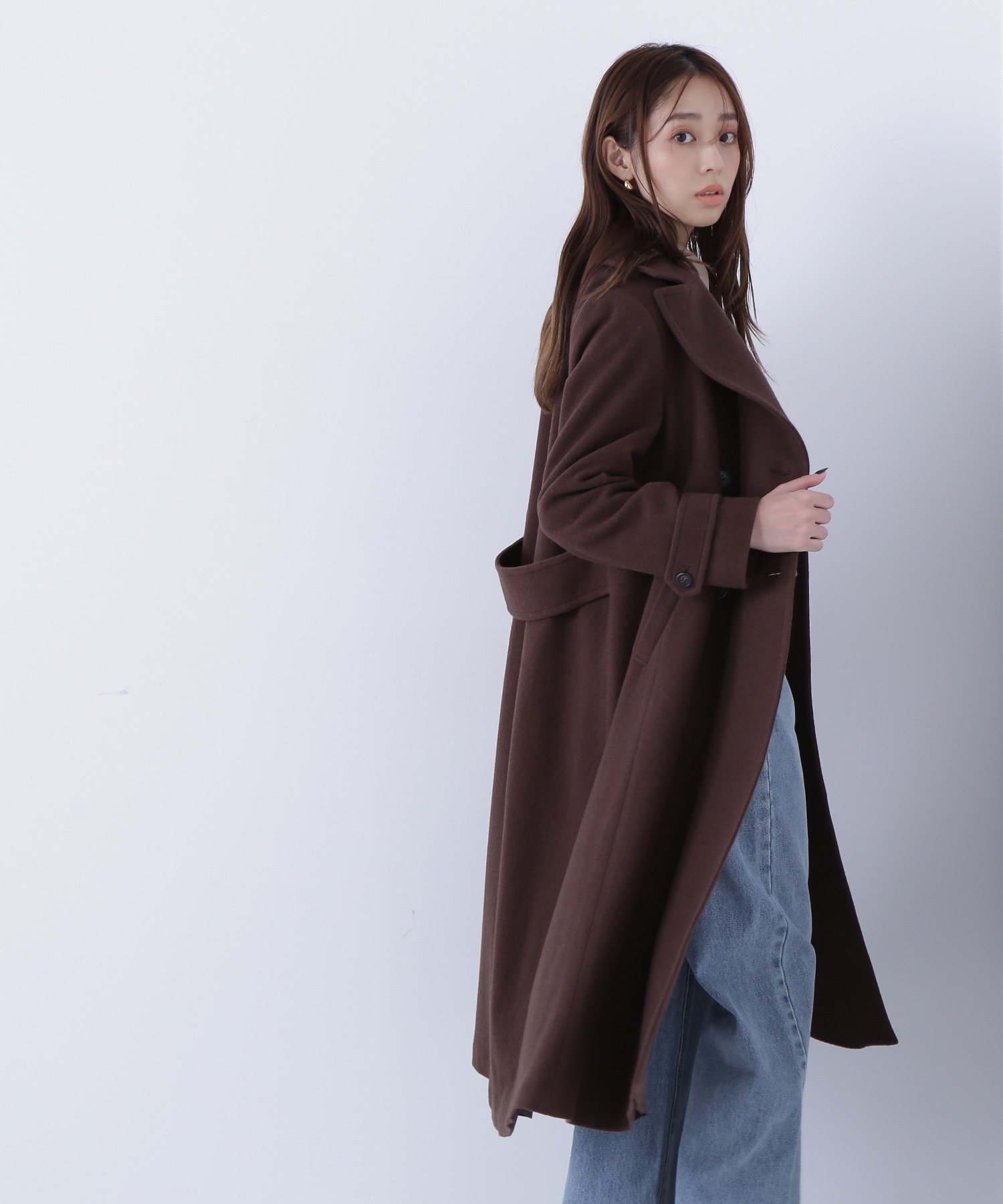 【ナチュラル ビューティー ベーシック/NATURAL BEAUTY BASIC】のビッグカラーダブルチェスターコート インテリア・キッズ・メンズ・レディースファッション・服の通販 founy(ファニー) ファッション Fashion レディースファッション Fashion for Women アウター Coat / Outerwear Collection コート・ロングコート・ピーコート Long Coats, Peacoats & More チェスターコート・ロング丈アウター Chester Coats / Chesterfield Long Coats チェスターコート Chester Coat, Long Coat フレア Flare, Flared マーブル Marble, Marble Pattern エレガント 上品 Elegant 人気 Popular, Best Seller 定番 Standard, Basic Item ビターブラウン1|ID: prp329100004694415 ipo3291000000034770087