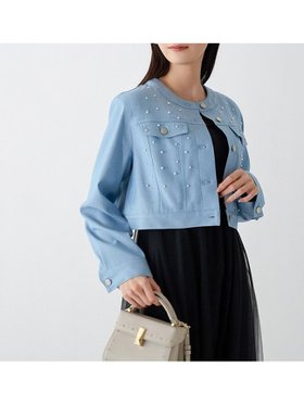 【セルフォード/CELFORD】のデニムライクパールジャケット 人気、トレンドファッション・服の通販 founy(ファニー) ファッション Fashion レディースファッション Fashion for Women アウター Coat / Outerwear Collection レディースジャケット・軽アウター Jackets クロップド Cropped, Short Length ジュエリー Jewelry, Accessories ツイル Twist, Twisted Detail デニム Denim, Jeans Material パール Pearl, Pearl Accent ボックス Boxy, Box Shape ポケット Pocket, Pocket Detail エレガント 上品 Elegant |ID:prp329100004694438