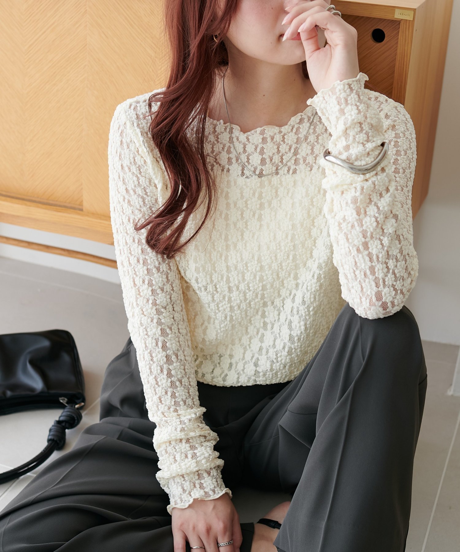 【ディスコート/Discoat】のレースロングスリーブ インテリア・キッズ・メンズ・レディースファッション・服の通販 founy(ファニー) 　ファッション　Fashion　レディースファッション　Fashion for Women　レース　Lace, Lace Fabric　アイボリー|ID: prp329100004694452 ipo3291000000035032558