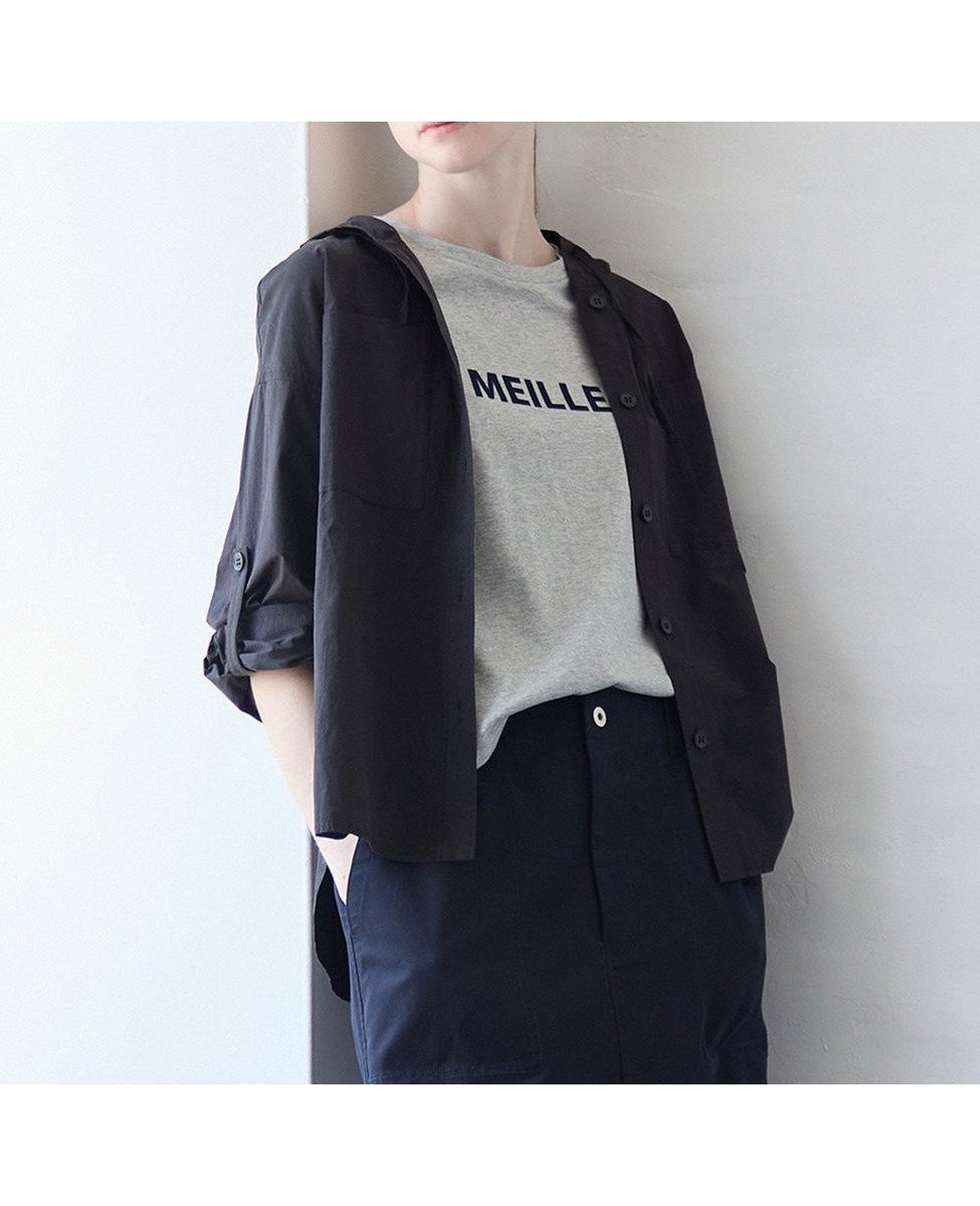 【メルローズ クレール/MELROSE claire】の【コットンポプリンフードシャツブルゾン】 インテリア・キッズ・メンズ・レディースファッション・服の通販 founy(ファニー) 　ファッション　Fashion　レディースファッション　Fashion for Women　アウター　Coat / Outerwear Collection　ブルゾンジャケット・スポーティアウター　Blouson Jackets　トップス・カットソー　Cut & Sew Tops　シャツ・ブラウス・オフィスカジュアル　Elegant Blouses & Button-Ups　おすすめ　Recommended / Our Picks　ハイネック　High Neck, Mock Neck　ブラック|ID: prp329100004694470 ipo3291000000033897702