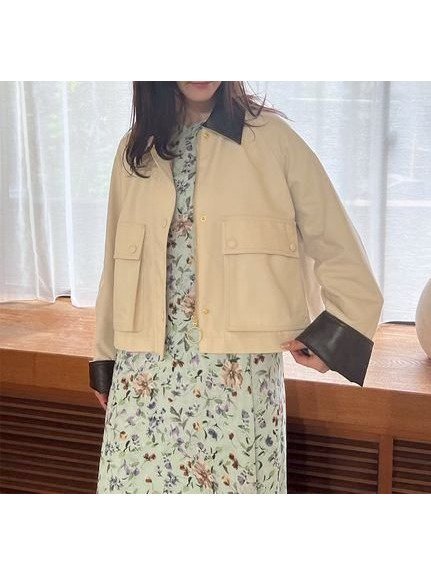 【ミラオーウェン/Mila Owen】のショートテントシルエットハンティングジャケット 人気、トレンドファッション・服の通販 founy(ファニー) 　雑誌掲載アイテム　Magazine Picks & Fashion Features　ファッション雑誌　Fashion Magazines　ヴェリィ　VERY　ファッション　Fashion　レディースファッション　Fashion for Women　アウター　Coat / Outerwear Collection　レディースジャケット・軽アウター　Jackets　キャンバス　Canvas, Canvas Fabric　コンパクト　Compact, Small Size　10月号　October Issue　ショート　Short, Short Length　ジャケット　Jacket, Outerwear　雑誌　Magazine, Fashion Magazine　トレンド　Trend, Trending Now　フェイクレザー　Faux Leather, PU Leather　フェミニン　Feminine, Girly　ポケット　Pocket, Pocket Detail　レース　Lace, Lace Fabric　エレガント 上品　Elegant　 other-1|ID: prp329100004694486 ipo3291000000033897838