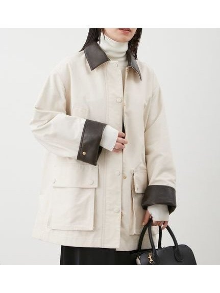 【ミラオーウェン/Mila Owen】のハーフ丈ハンティングジャケット 人気、トレンドファッション・服の通販 founy(ファニー) 　ファッション　Fashion　レディースファッション　Fashion for Women　アウター　Coat / Outerwear Collection　レディースジャケット・軽アウター　Jackets　アウトドア　Outdoor Clothing　キャンバス　Canvas, Canvas Fabric　クール　Cool, Chic　ジャケット　Jacket, Outerwear　トレンド　Trend, Trending Now　ハーフ　Half, Half-Length　フェイクレザー　Faux Leather, PU Leather　フェミニン　Feminine, Girly　プリーツ　Pleats, Pleated　ポケット　Pocket, Pocket Detail　レース　Lace, Lace Fabric　冬　Winter / This Winter　エレガント 上品　Elegant　 other-1|ID: prp329100004694492 ipo3291000000033897913