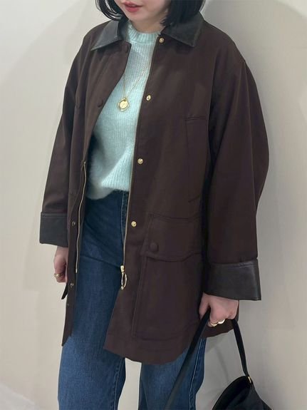 【ミラオーウェン/Mila Owen】のハーフ丈ハンティングジャケット インテリア・キッズ・メンズ・レディースファッション・服の通販 founy(ファニー) 　ファッション　Fashion　レディースファッション　Fashion for Women　アウター　Coat / Outerwear Collection　レディースジャケット・軽アウター　Jackets　アウトドア　Outdoor Clothing　キャンバス　Canvas, Canvas Fabric　クール　Cool, Chic　ジャケット　Jacket, Outerwear　トレンド　Trend, Trending Now　ハーフ　Half, Half-Length　フェイクレザー　Faux Leather, PU Leather　フェミニン　Feminine, Girly　プリーツ　Pleats, Pleated　ポケット　Pocket, Pocket Detail　レース　Lace, Lace Fabric　冬　Winter / This Winter　エレガント 上品　Elegant　MOC[056]|ID: prp329100004694492 ipo3291000000033897915