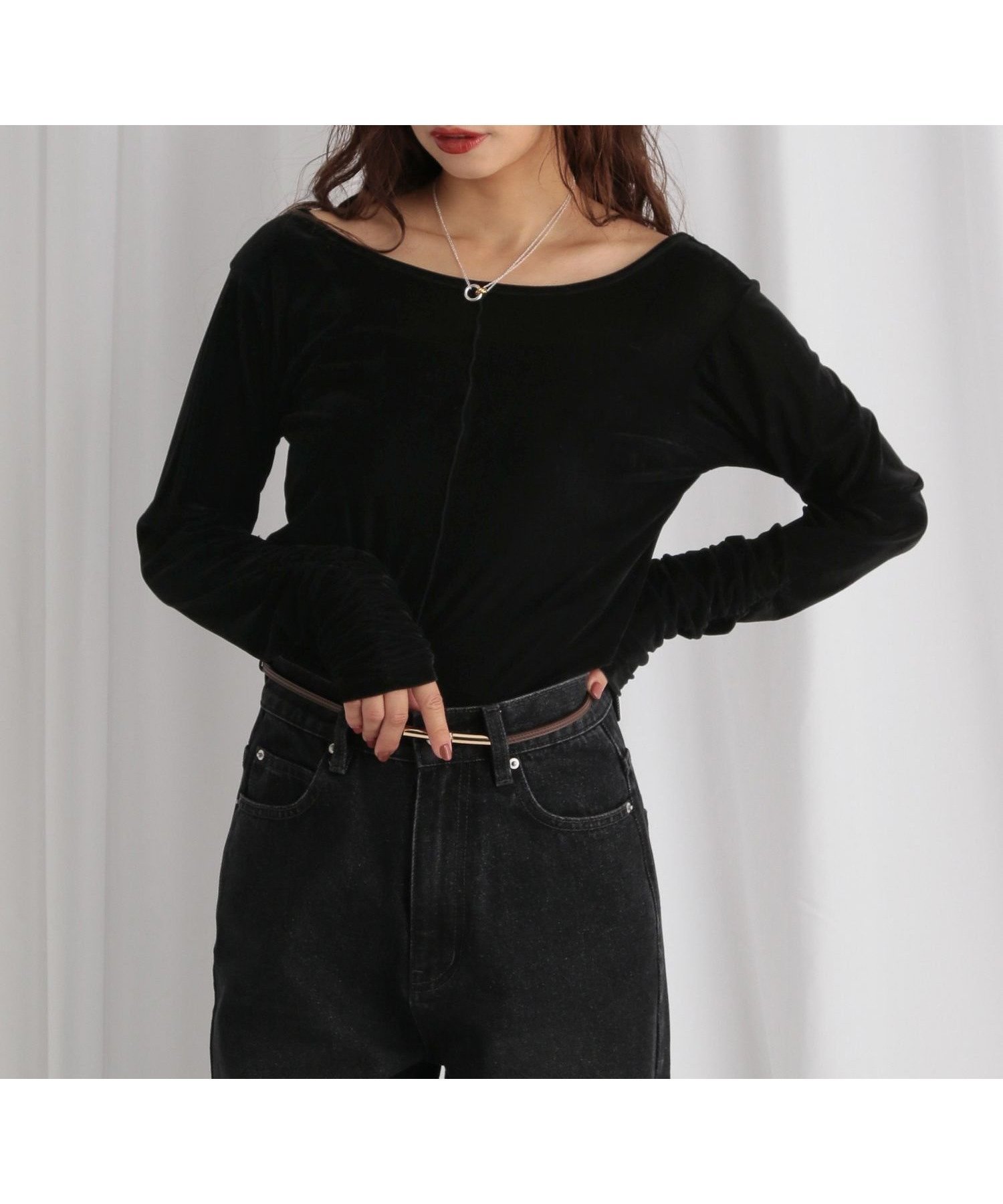 【ミスティ ウーマン/mysty woman】の2WAYシアーベロアロンT インテリア・キッズ・メンズ・レディースファッション・服の通販 founy(ファニー) 　ファッション　Fashion　レディースファッション　Fashion for Women　トップス・カットソー　Cut & Sew Tops　ロングTシャツ・Tシャツ　Longline T-Shirts & Tees　ベロアトップス　Velour Tops / Velvet-Look Items　おすすめ　Recommended / Our Picks　インナー　Innerwear　サロペット　Overalls, Salopette　シアー　Sheer, See-Through　スクエア　Square, Square Shape　デニム　Denim, Jeans Material　ビスチェ　Bustier, Corset Top　フェミニン　Feminine, Girly　ベスト　Vest, Waistcoat　ベロア　Velour, Soft Velvet　ワイド　Wide, Wide Fit　冬　Winter / This Winter　ブラック|ID: prp329100004694533 ipo3291000000034083278