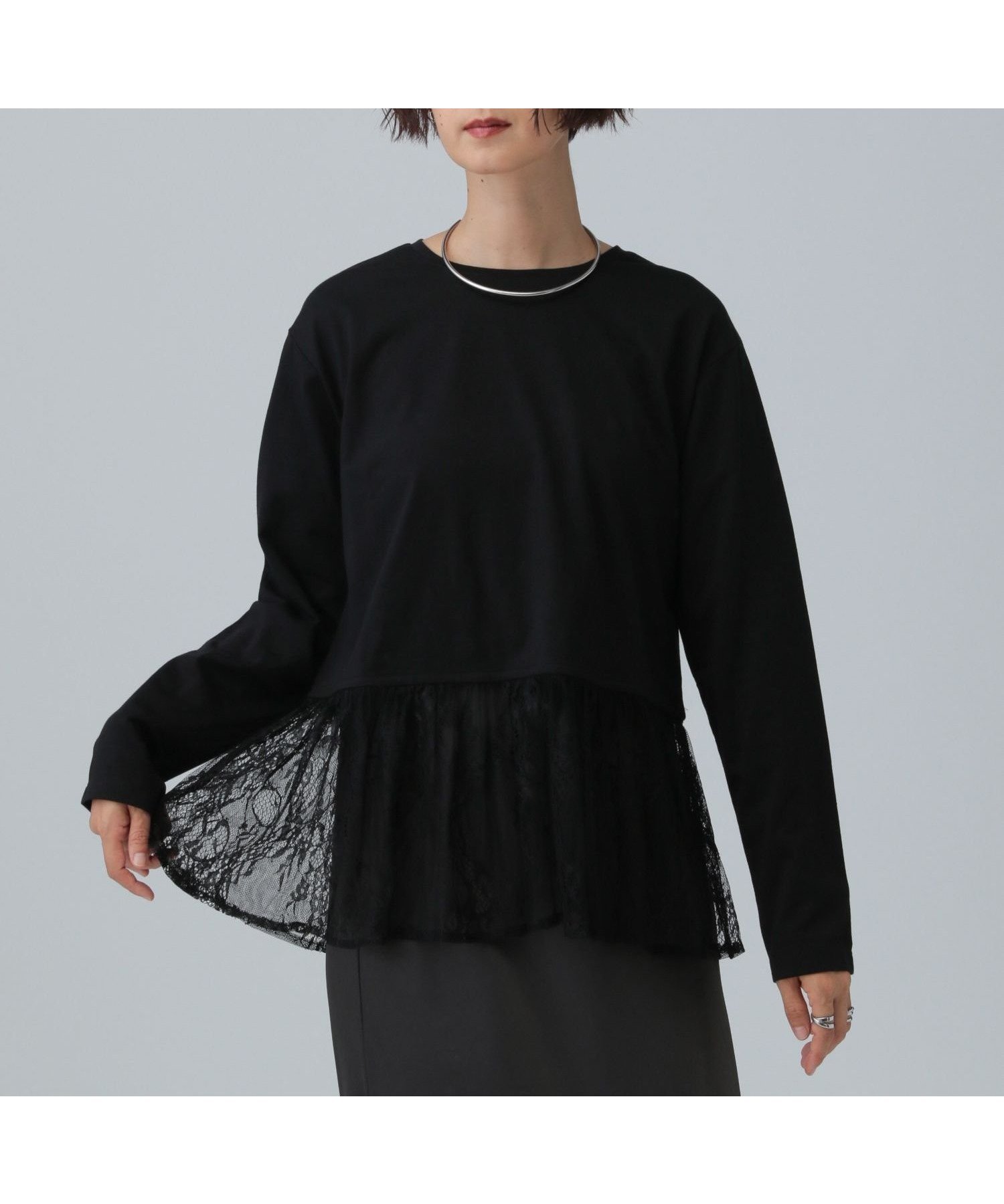 【レプシィム ローリーズファーム/LEPSIM LOWRYS FARM】の裾アソートレイヤード2 インテリア・キッズ・メンズ・レディースファッション・服の通販 founy(ファニー) ファッション Fashion レディースファッション Fashion for Women おすすめ Recommended / Our Picks スウェット / スエット Sweatshirt, Sweatwear ブラック×レース09|ID: prp329100004694536 ipo3291000000034570638