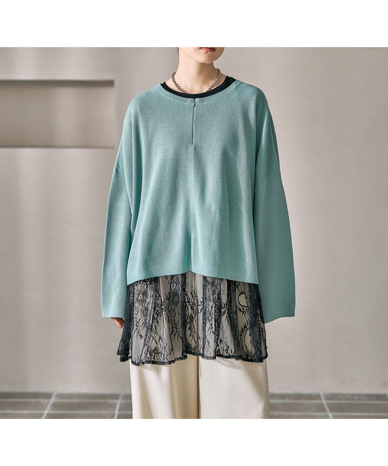 【レプシィム ローリーズファーム/LEPSIM LOWRYS FARM】の裾アソートレイヤード2 インテリア・キッズ・メンズ・レディースファッション・服の通販 founy(ファニー) 　ファッション　Fashion　レディースファッション　Fashion for Women　おすすめ　Recommended / Our Picks　スウェット / スエット　Sweatshirt, Sweatwear　ブラック×レース09|ID: prp329100004694536 ipo3291000000036215999