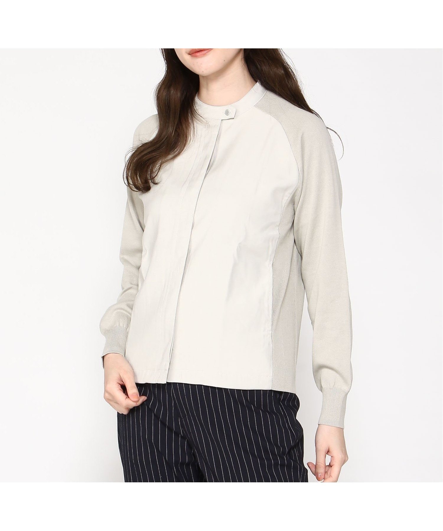 【クロコダイル/CROCODILE】のサテン ドッキング ニットブルゾン インテリア・キッズ・メンズ・レディースファッション・服の通販 founy(ファニー) 　ファッション　Fashion　レディースファッション　Fashion for Women　アウター　Coat / Outerwear Collection　ブルゾンジャケット・スポーティアウター　Blouson Jackets　トップス・カットソー　Cut & Sew Tops　ニット　Knit Tops & Sweaters　サテン　Satin, Glossy Fabric　セットアップ　Set-Up, Coordinated Outfit　ドッキング　Docking, Mixed Material　ブルゾン　Blouson, Bomber Jacket　ベージュ|ID: prp329100004694562 ipo3291000000033898651