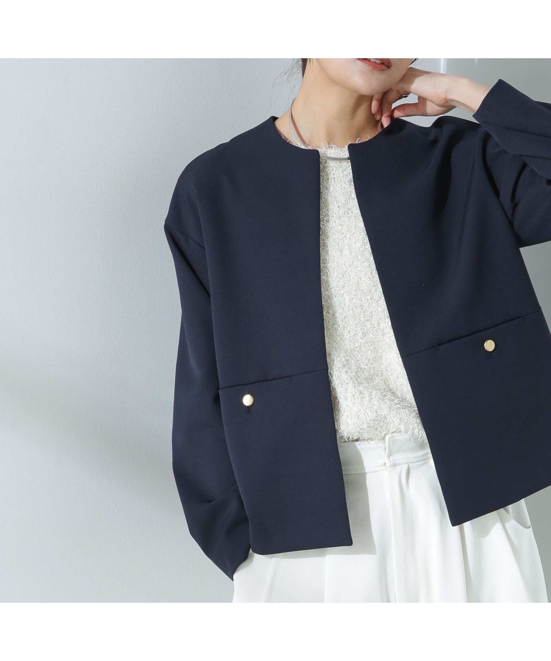 【ナノ ユニバース/nano universe】のデイリーファンクション ノーカラージャケット(セットアップ可) 人気、トレンドファッション・服の通販 founy(ファニー) 　ファッション　Fashion　レディースファッション　Fashion for Women　アウター　Coat / Outerwear Collection　レディースジャケット・軽アウター　Jackets　ノーカラージャケット / シンプル上品コーデ　Collarless Jackets　ジャケット　Jacket, Outerwear　ストレッチ　Stretch, Stretchy Fabric　セットアップ　Set-Up, Coordinated Outfit　フォルム　Silhouette, Form　フロント　Front, Front Design　ボトム　Bottoms, Lower Wear　ポケット　Pocket, Pocket Detail　ルーズ　Loose, Oversized　おすすめ　Recommended / Our Picks　エレガント 上品　Elegant　セレモニー　Ceremony　2025年　2025　2025春夏・S/S　Spring/Summer 2025 SS25　 other-1|ID: prp329100004694566 ipo3291000000033898681