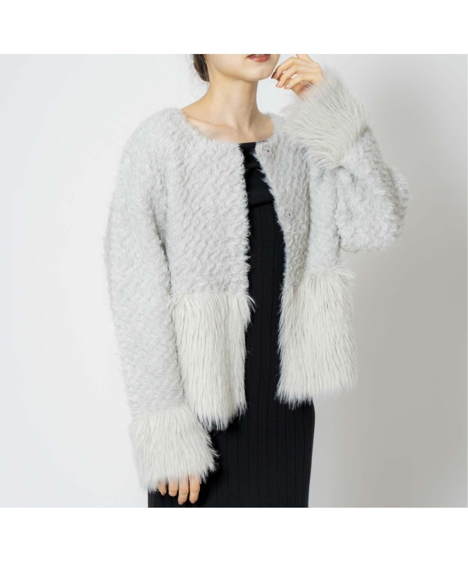 【ノエラ/Noela】の切替シャギージャケット インテリア・キッズ・メンズ・レディースファッション・服の通販 founy(ファニー) 　ファッション　Fashion　レディースファッション　Fashion for Women　アウター　Coat / Outerwear Collection　レディースジャケット・軽アウター　Jackets　ジャケット　Jacket, Outerwear　フロント　Front, Front Design　ポケット　Pocket, Pocket Detail　切替　Switching, Contrast Panel　グレー|ID: prp329100004694590 ipo3291000000033898891