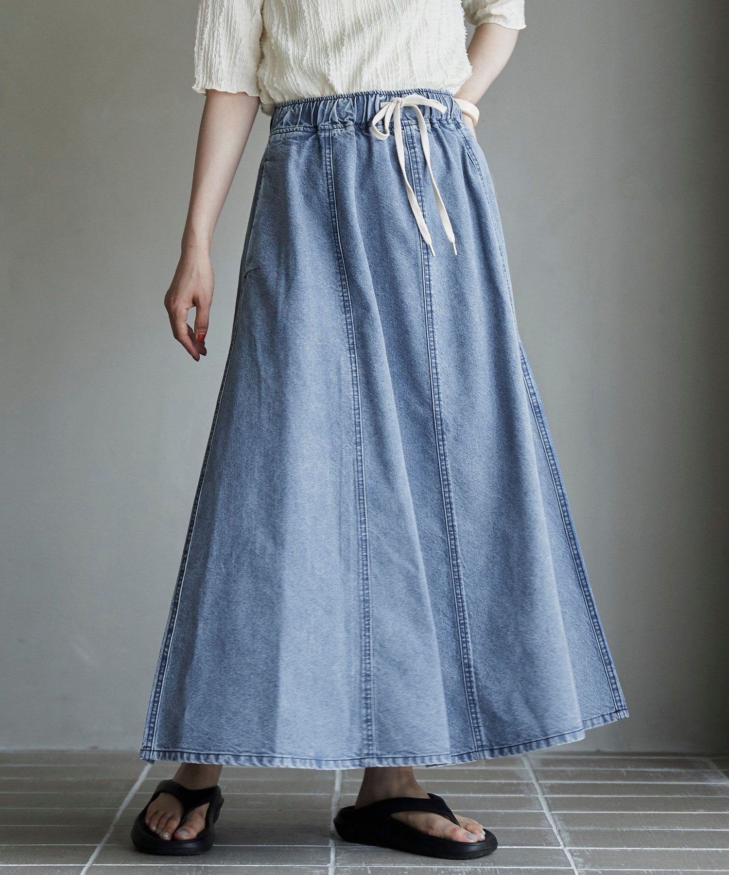 【コーエン/COEN】のコットンレーヨンデニムパネルフレアスカート インテリア・キッズ・メンズ・レディースファッション・服の通販 founy(ファニー) 　ファッション　Fashion　レディースファッション　Fashion for Women　スカート　Skirts　Aライン・フレアスカート　A-Line & Flared Skirts　キャミワンピース　Cami Dress, Slip Dress　シューズ　Shoes, Footwear　セットアップ　Set-Up, Coordinated Outfit　デニム　Denim, Jeans Material　フレア　Flare, Flared　ポケット　Pocket, Pocket Detail　半袖　Short Sleeve, Half Sleeve　リラックス　Relax, Relaxed Fit　ワイド　Wide, Wide Fit　おすすめ　Recommended / Our Picks　夏　Summer　COBALT|ID: prp329100004694603 ipo3291000000033898996