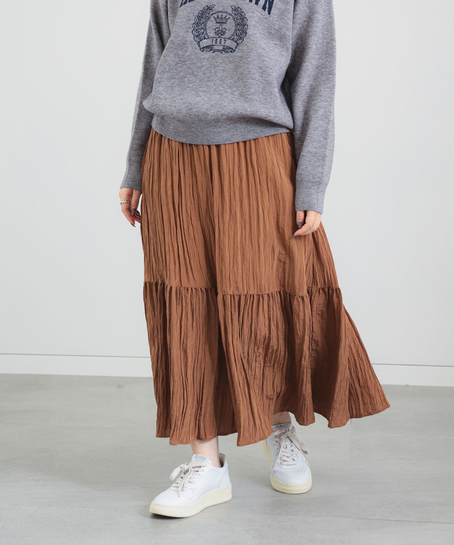 【ビームス ウイメン/BEAMS】のワッシャー スカート(S~M) インテリア・キッズ・メンズ・レディースファッション・服の通販 founy(ファニー) 　ファッション　Fashion　レディースファッション　Fashion for Women　スカート　Skirts　おすすめ　Recommended / Our Picks　ジャケット　Jacket, Outerwear　ワッシャー　Washer, Crinkled Finish　エレガント 上品　Elegant　楽ちん　Easy Fit, Comfortable　BROWN|ID: prp329100004694611 ipo3291000000033899096