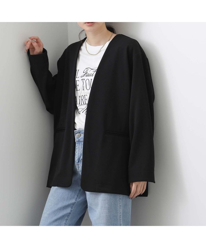 【グレディブリリアン/Gready Brilliant】のジョーゼットノーカラージャケット インテリア・キッズ・メンズ・レディースファッション・服の通販 founy(ファニー) https://founy.com/ ファッション Fashion レディースファッション Fashion for Women アウター Coat / Outerwear Collection レディースジャケット・軽アウター Jackets ノーカラージャケット / シンプル上品コーデ Collarless Jackets オケージョン Occasion Wear ジャケット Jacket, Outerwear ジョーゼット Georgette, Semi-Sheer Fabric スタイリッシュ Stylish, Fashionable リラックス Relax, Relaxed Fit |ID: prp329100004694619 ipo3291000000033899133