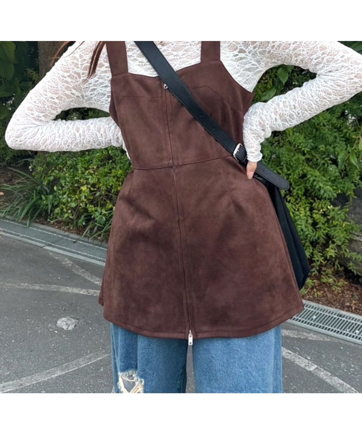 【レトロガール/RETRO GIRL】のスウェードチュニックOP インテリア・キッズ・メンズ・レディースファッション・服の通販 founy(ファニー) 　ファッション　Fashion　レディースファッション　Fashion for Women　トップス・カットソー　Cut & Sew Tops　ワンピース　Dresses　チュニック　Tunic Tops & Dresses　おすすめ　Recommended / Our Picks　シンプル　Simple, Minimal　センター　Center, Center Line　チュニック　Tunic, Long Top　デニム　Denim, Jeans Material　トレンド　Trend, Trending Now　フレア　Flare, Flared　ベスト　Vest, Waistcoat　ベーシック　Basic, Essential　ボトム　Bottoms, Lower Wear　秋　Autumn　羽織　Haori, Light Jacket　ダークブラウン|ID: prp329100004694670 ipo3291000000033899504