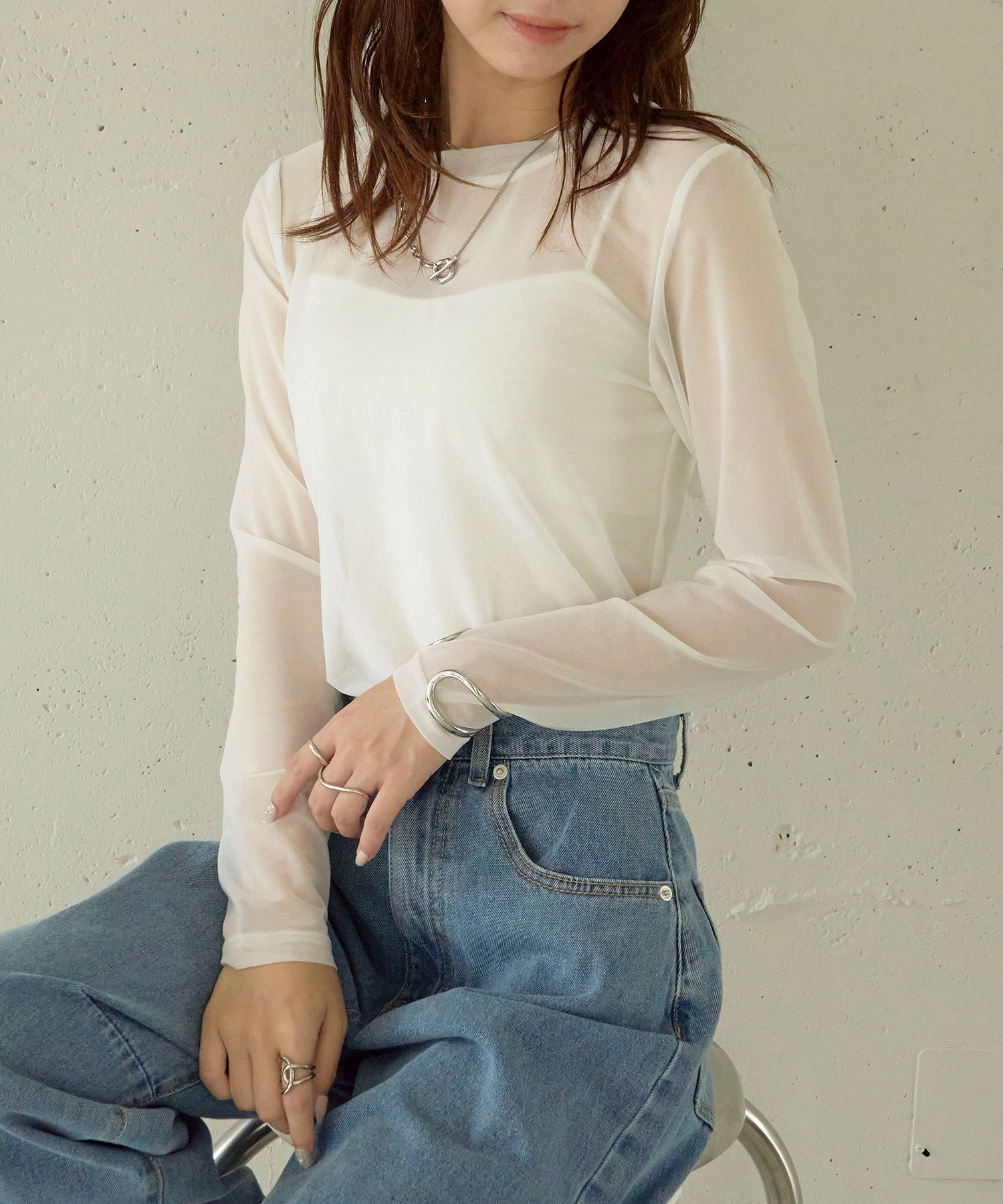 【セットアップセブン/SETUP7】のMAISON BREEZE reveur/チュールシアートップス インテリア・キッズ・メンズ・レディースファッション・服の通販 founy(ファニー) 　ファッション　Fashion　レディースファッション　Fashion for Women　トップス・カットソー　Cut & Sew Tops　トレンド　Trend, Trending Now　パープル　Purple, Violet　ベーシック　Basic, Essential　WHT|ID: prp329100004694689 ipo3291000000033899835