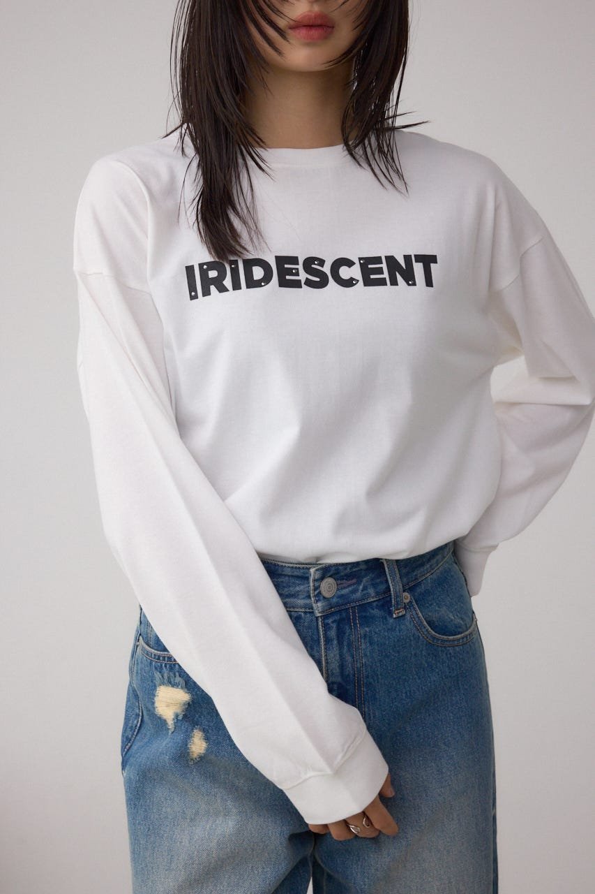 【アズール バイ マウジー/AZUL by moussy】のスタッズロゴロングスリーブTシャツ インテリア・キッズ・メンズ・レディースファッション・服の通販 founy(ファニー) 　ファッション　Fashion　レディースファッション　Fashion for Women　トップス・カットソー　Cut & Sew Tops　シャツ・ブラウス・オフィスカジュアル　Elegant Blouses & Button-Ups　ロングTシャツ・Tシャツ　Longline T-Shirts & Tees　スタッズ　Studs, Metal Accents　フィット　Fit, Slim Fit　プリント　Print, Printed Pattern　IVOY3|ID: prp329100004694695 ipo3291000000033899908