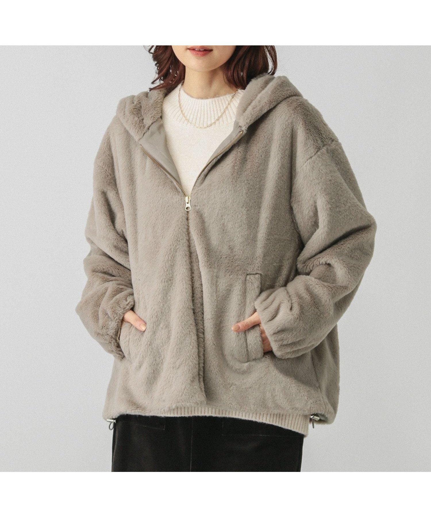 【グローバルワーク/GLOBAL WORK】のフェイクファーパーカーブルゾン/115442 インテリア・キッズ・メンズ・レディースファッション・服の通販 founy(ファニー) 　ファッション　Fashion　レディースファッション　Fashion for Women　アウター　Coat / Outerwear Collection　ブルゾンジャケット・スポーティアウター　Blouson Jackets　トップス・カットソー　Cut & Sew Tops　レディースパーカー・カジュアルフーディー　Casual Hoodies & Sweatshirts　なめらか　Smooth, Silky Texture　パーカー　Hoodie, Parka　フェイクファー　Faux Fur, Imitation Fur　ブルゾン　Blouson, Bomber Jacket　秋　Autumn　グレージュ51|ID: prp329100004694704 ipo3291000000033899998