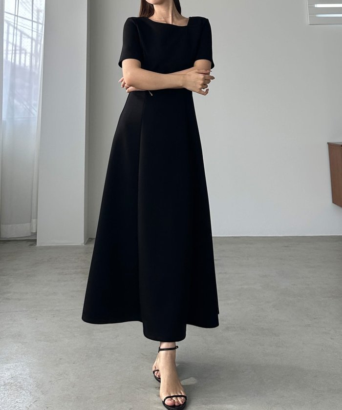 【ジュノア/JUNOAH】のLouere アシメネックカットフレアワンピース【一部ペチスカートSET】 インテリア・キッズ・メンズ・レディースファッション・服の通販 founy(ファニー) https://founy.com/ ファッション Fashion レディースファッション Fashion for Women スカート Skirts |ID: prp329100004694712 ipo3291000000033900084