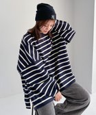 【ヘザー/Heather】の【WEB限定】スーパーBIGシルエットロンT 人気、トレンドファッション・服の通販 founy(ファニー) ファッション Fashion レディースファッション Fashion for Women トップス・カットソー Cut & Sew Tops ロングTシャツ・Tシャツ Longline T-Shirts & Tees おすすめ Recommended / Our Picks スウェット / スエット Sweatshirt, Sweatwear スリット Slit, Slit Detail thumbnail ネイビーボーダー|ID: prp329100004694737 ipo3291000000034505768