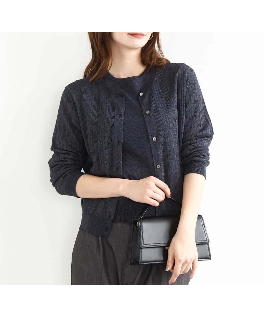 【エムケイ ミッシェルクラン/MK MICHEL KLEIN】のシアーニットアンサンブル/洗える インテリア・キッズ・メンズ・レディースファッション・服の通販 founy(ファニー) 　ファッション　Fashion　レディースファッション　Fashion for Women　トップス・カットソー　Cut & Sew Tops　ニット　Knit Tops & Sweaters　アンサンブルニット　Knit Ensembles & Twin Sets　アンサンブル　Ensemble Set　インナー　Innerwear　春　Spring　洗える　Machine Washable　秋　Autumn　カーディガン　Cardigan, Knitwear　シアー　Sheer, See-Through　シンプル　Simple, Minimal　ジャケット　Jacket, Outerwear　ストレッチ　Stretch, Stretchy Fabric　長袖　Long Sleeve, Full Sleeve　ボトム　Bottoms, Lower Wear　半袖　Short Sleeve, Half Sleeve　冬　Winter / This Winter　おすすめ　Recommended / Our Picks　夏　Summer　エレガント 上品　Elegant　ビジネス 仕事 通勤　Business / Work / Commuting　ネイビー|ID: prp329100004694747 ipo3291000000033900436