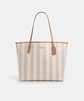 【コーチ/COACH】の【公式】ラージ シティ トート バッグ・シグネチャー キャンバス・ストライプ 人気、トレンドファッション・服の通販 founy(ファニー) ファッション Fashion レディースファッション Fashion for Women バッグ Bags キャンバス Canvas, Canvas Fabric ジップ Zip, Zipper ストライプ Stripe, Striped Pattern |ID:prp329100004694749