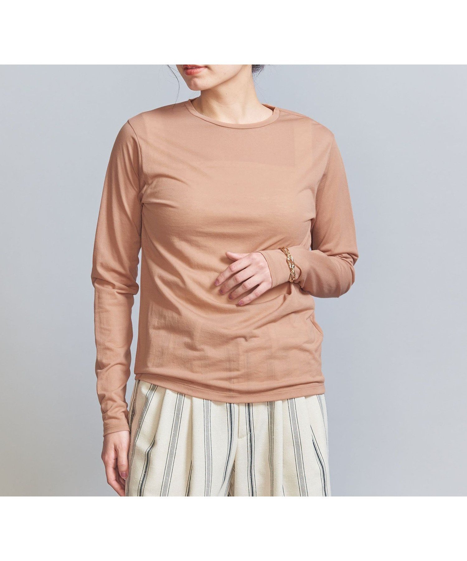 【ユナイテッドアローズ/UNITED ARROWS】のコットンナイロン天竺 シアー クルーネック Tシャツ インテリア・キッズ・メンズ・レディースファッション・服の通販 founy(ファニー) 　ファッション　Fashion　レディースファッション　Fashion for Women　トップス・カットソー　Cut & Sew Tops　シャツ・ブラウス・オフィスカジュアル　Elegant Blouses & Button-Ups　ロングTシャツ・Tシャツ　Longline T-Shirts & Tees　おすすめ　Recommended / Our Picks　インナー　Innerwear　カットソー　Cut and Sewn Top　カーディガン　Cardigan, Knitwear　シアー　Sheer, See-Through　ジャケット　Jacket, Outerwear　スリーブ　Sleeve, Long Sleeve / Short Sleeve　トレンド　Trend, Trending Now　フェミニン　Feminine, Girly　ロング　Long, Long-Length　定番　Standard, Basic Item　秋　Autumn　SHERBET|ID: prp329100004694821 ipo3291000000033900993