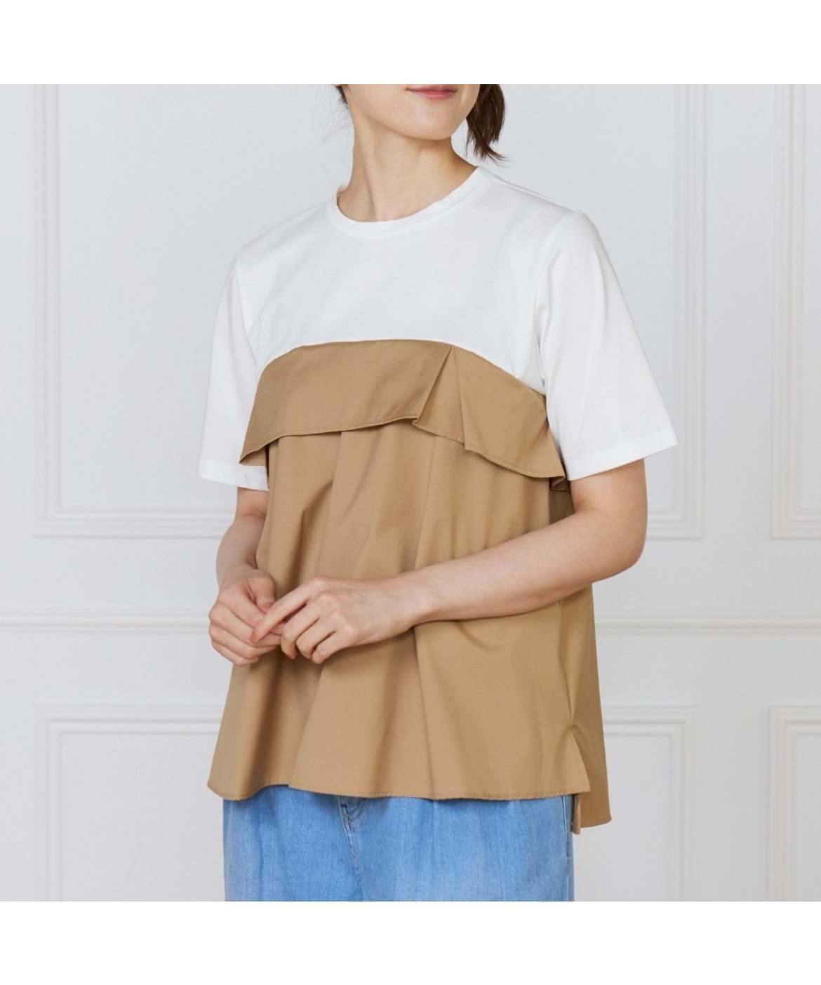 【イネド/INED】のビスチェ風コンビ ジャージー トップス 人気、トレンドファッション・服の通販 founy(ファニー) 　ファッション　Fashion　レディースファッション　Fashion for Women　トップス・カットソー　Cut & Sew Tops　ビスチェ　Bustiers & Corset Tops / Layered Bustier Style　コンビ　Combo, Combination Style　ジャケット　Jacket, Outerwear　スマート　Smart, Elegant　ティアード　Tiered, Tiered Style　ビスチェ　Bustier, Corset Top　ブロード　Broadcloth, Fine Cotton　ペプラム　Peplum, Flared Hem　 other-1|ID: prp329100004694900 ipo3291000000033901648