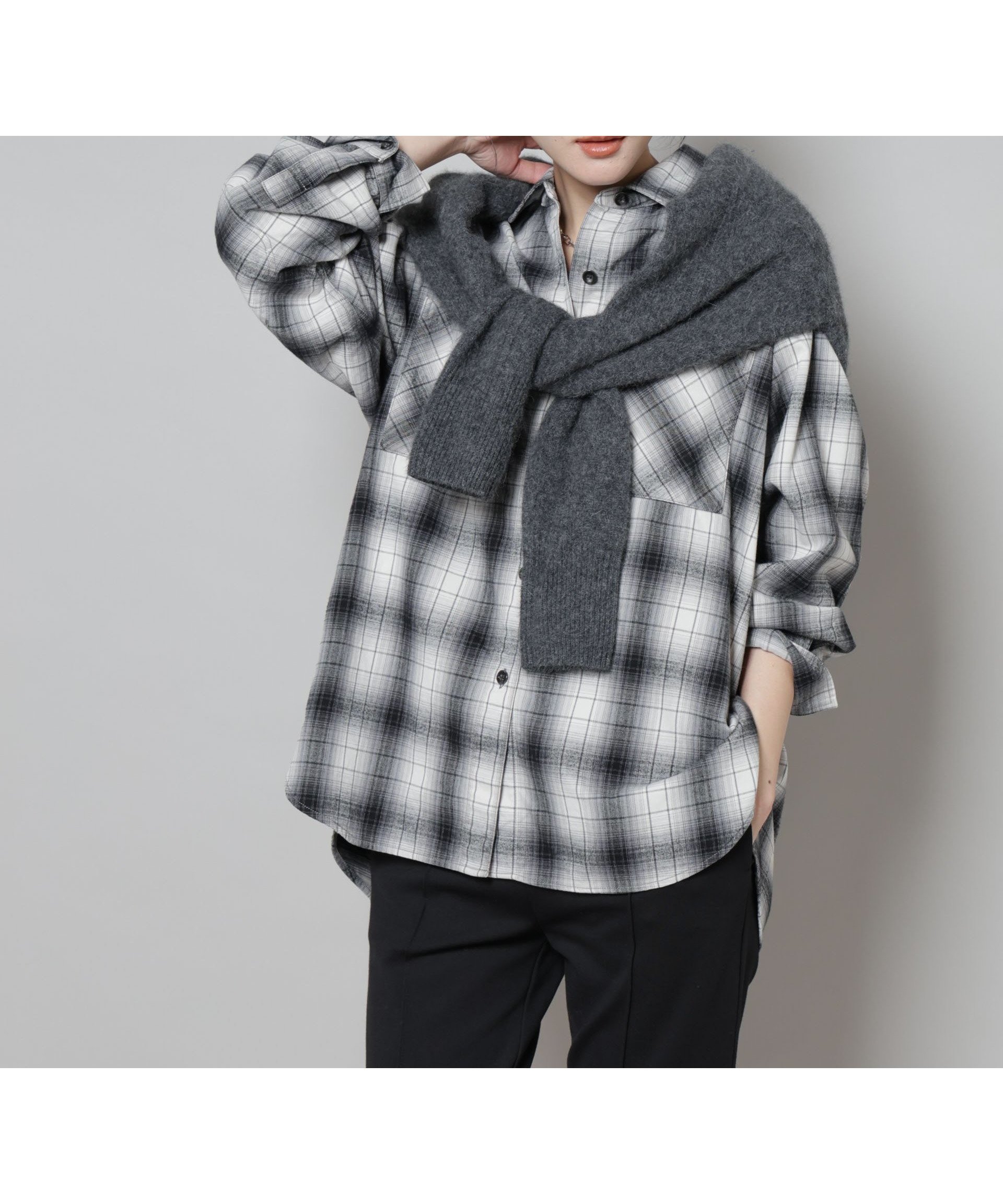 【ナノ ユニバース/nano universe】のオンブレチェックオーバーネルシャツ 人気、トレンドファッション・服の通販 founy(ファニー) 　ファッション　Fashion　レディースファッション　Fashion for Women　トップス・カットソー　Cut & Sew Tops　シャツ・ブラウス・オフィスカジュアル　Elegant Blouses & Button-Ups　ウォッシャブル　Machine Washable　ヴィンテージ　Vintage Style　カフス　Cuff Design　トレンド　Trend, Trending Now　バイアス　Bias, Diagonal Cut　バランス　Balance, Style Balance　パッチ　Patch, Appliqué　ポケット　Pocket, Pocket Detail　ミックス　Mix, Mixed Style　ループ　Loop, Loop Knit　ロング　Long, Long-Length　A/W・秋冬　Autumn/Winter　2025年　2025　2025-2026秋冬・A/W　Autumn/Winter 2025–26 AW25–26　 other-1|ID: prp329100004694907 ipo3291000000033901699