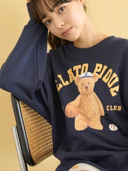 【ジェラート ピケ/gelato pique】のスポーティーベア裏毛プルオーバー インテリア・キッズ・メンズ・レディースファッション・服の通販 founy(ファニー) 　ファッション　Fashion　レディースファッション　Fashion for Women　トップス・カットソー　Cut & Sew Tops　カジュアルプルオーバー・ニットトップス　Pullovers & Knit Tops / Casual Pullovers　おすすめ　Recommended / Our Picks　ショート　Short, Short Length　ストレッチ　Stretch, Stretchy Fabric　スポーツ　Sports, Activewear　トレンド　Trend, Trending Now　プリント　Print, Printed Pattern　モチーフ　Motif, Design Theme　NVY[089]|ID: prp329100004694955 ipo3291000000033902128